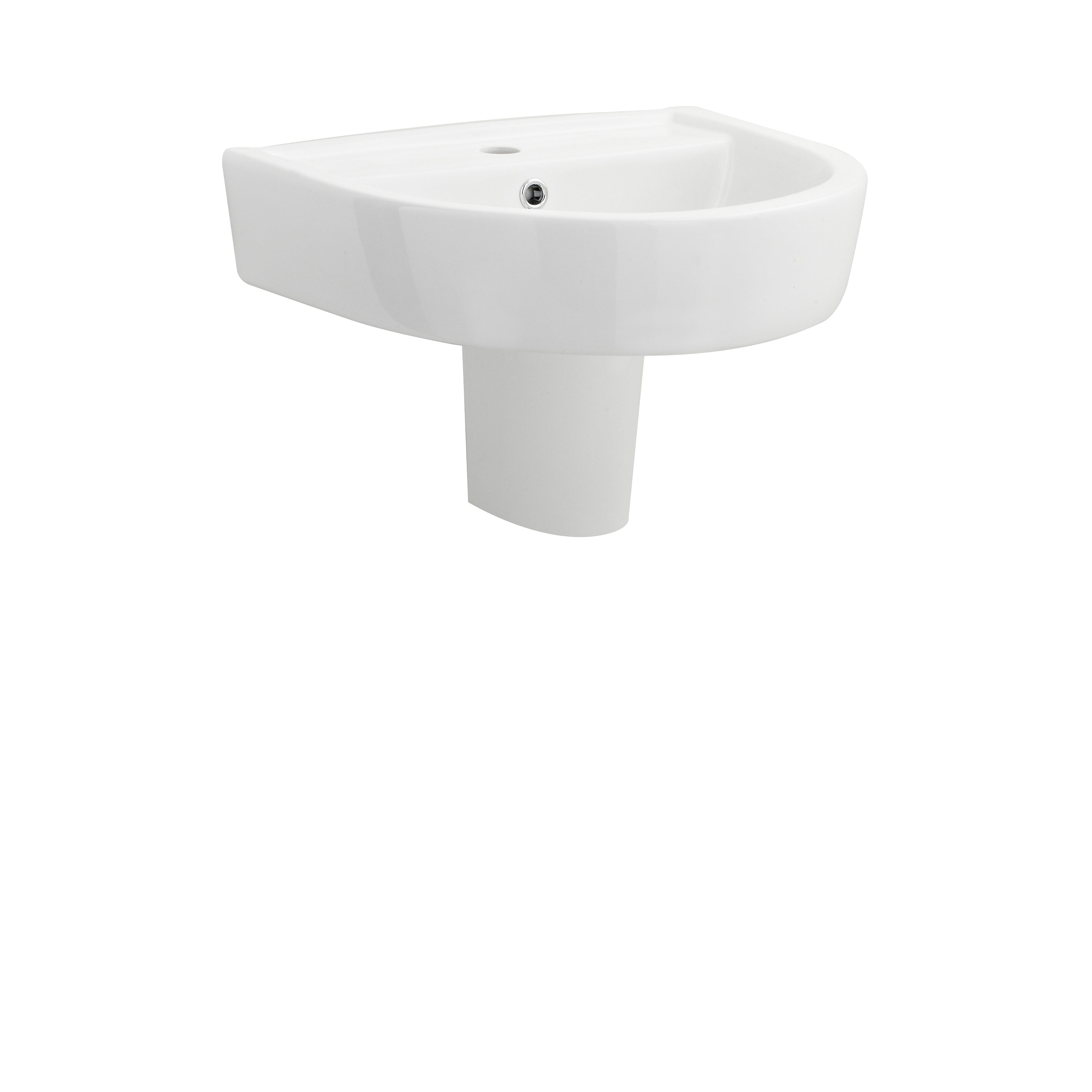 Nuie Provost 520mm Basin With Semi Pedestal - 1 TH - White