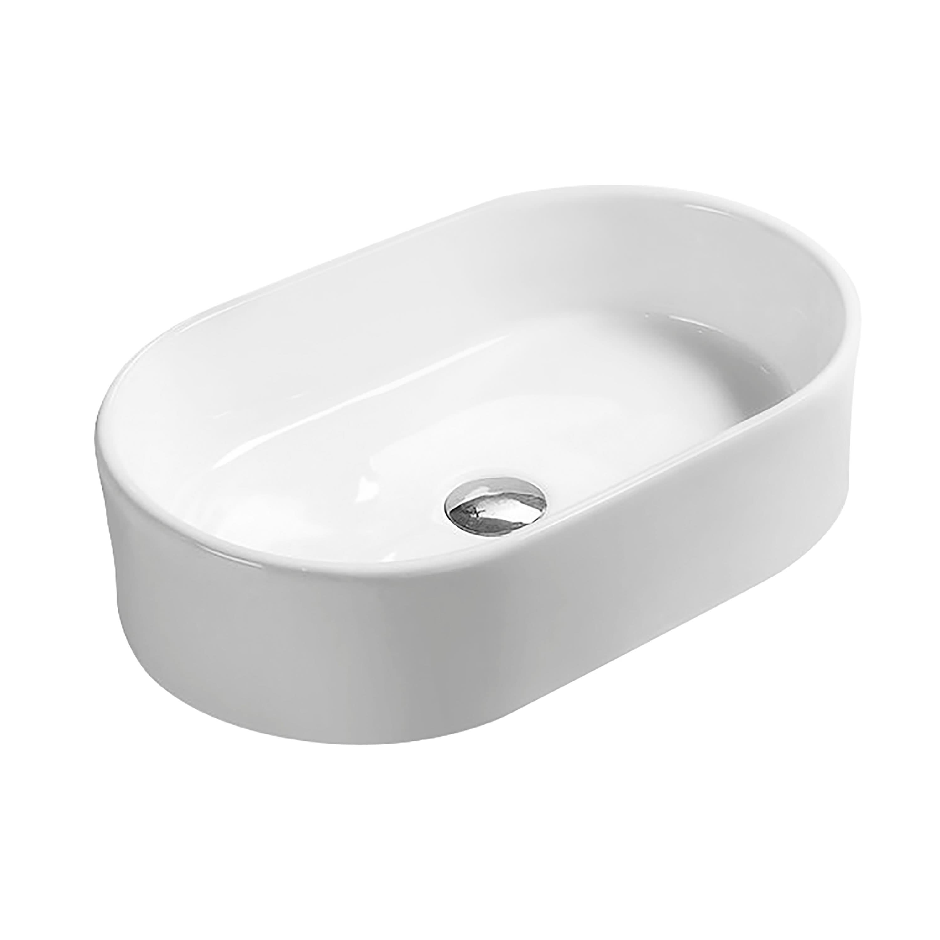 Nuie 565mm Sit-On Countertop Basin - No TH - White