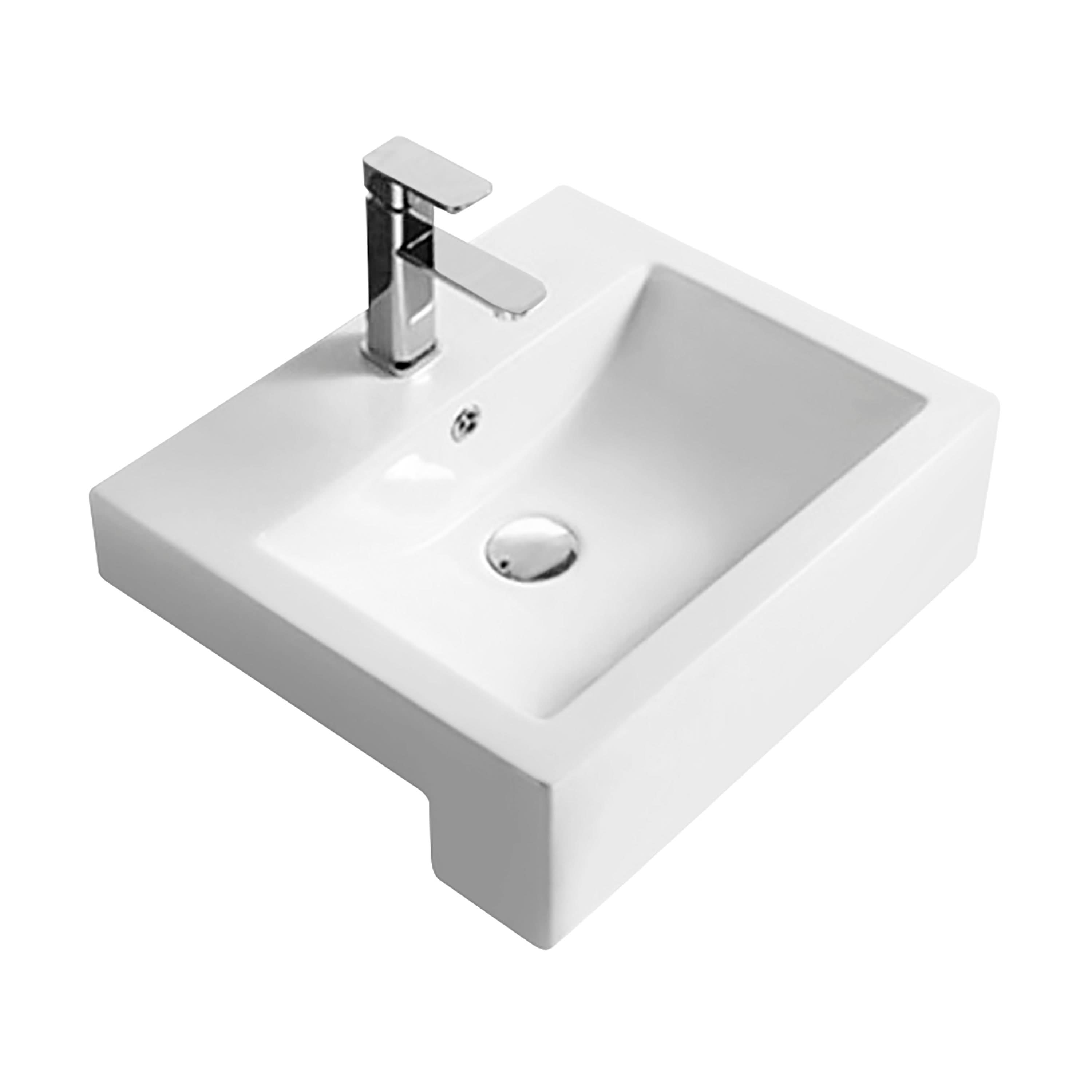 Nuie 530mm Semi Recessed Basin - 1 TH - White