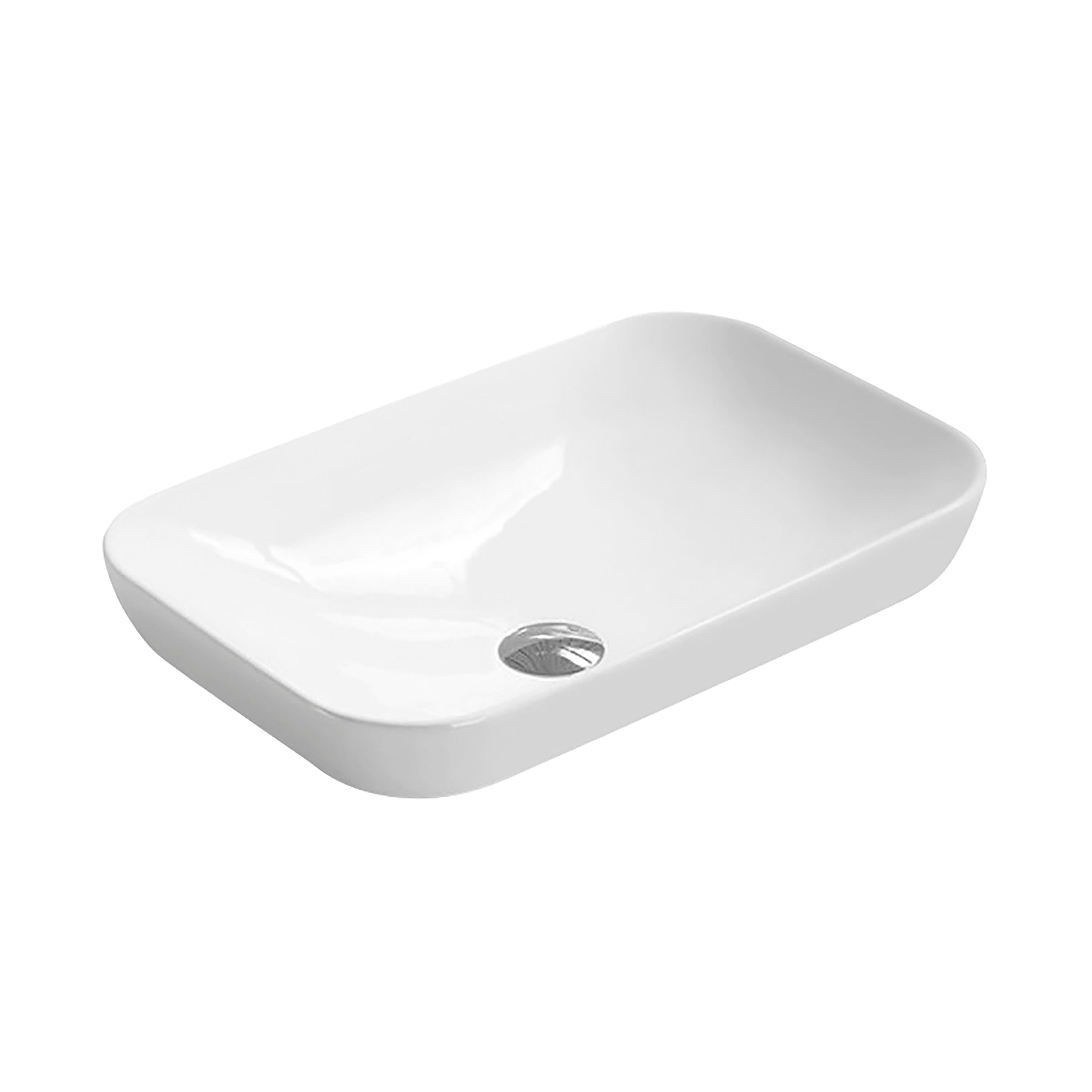 Nuie 520mm Sit-On Countertop Basin - No TH - White