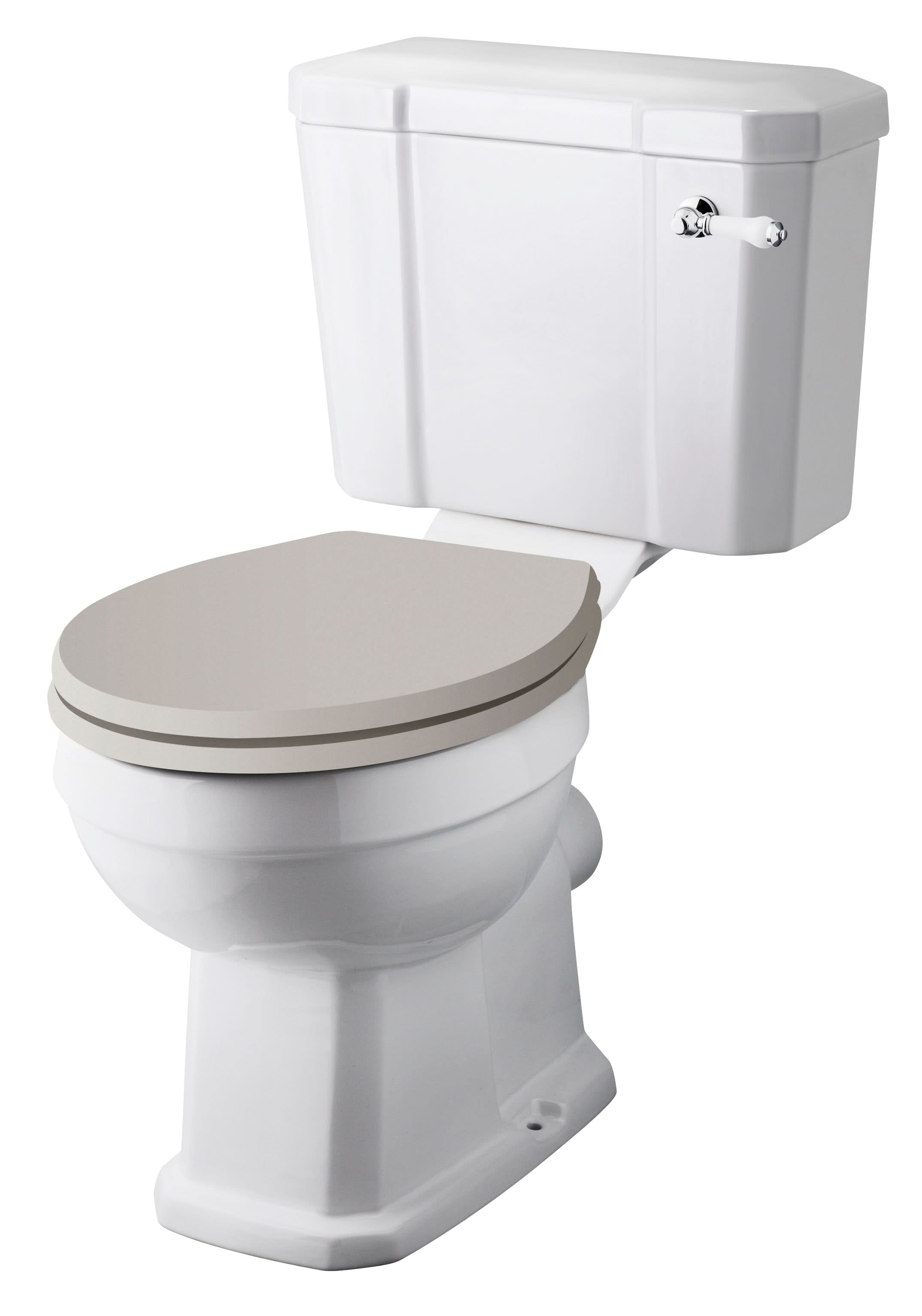 Old London Richmond Comfort Height Close Coupled WC & Cistern, Traditional Close Coupled Toilet, Gloss White