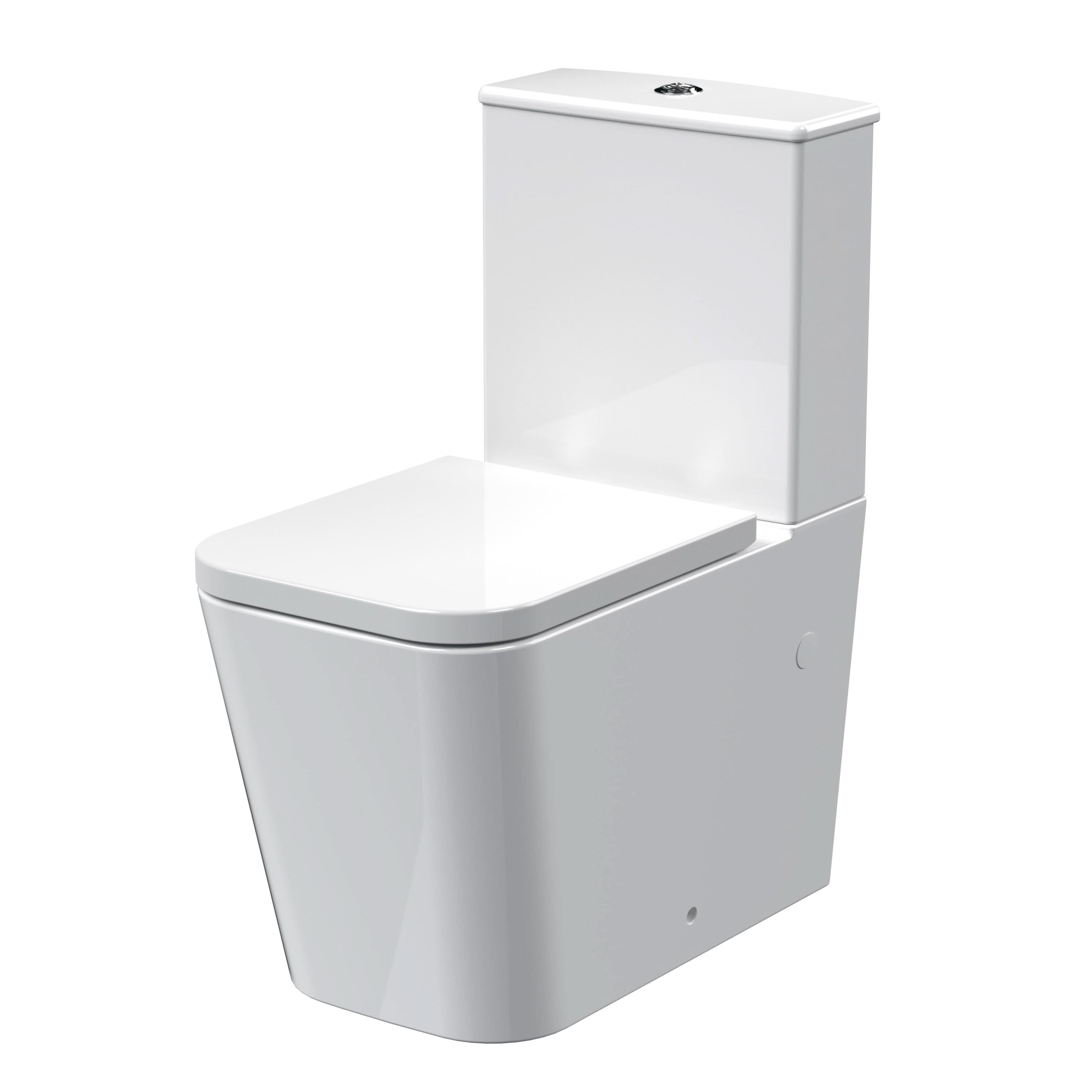 Nuie Ava Compact Close Coupled Toilet With Push Button Cistern And Soft Close Seat - White