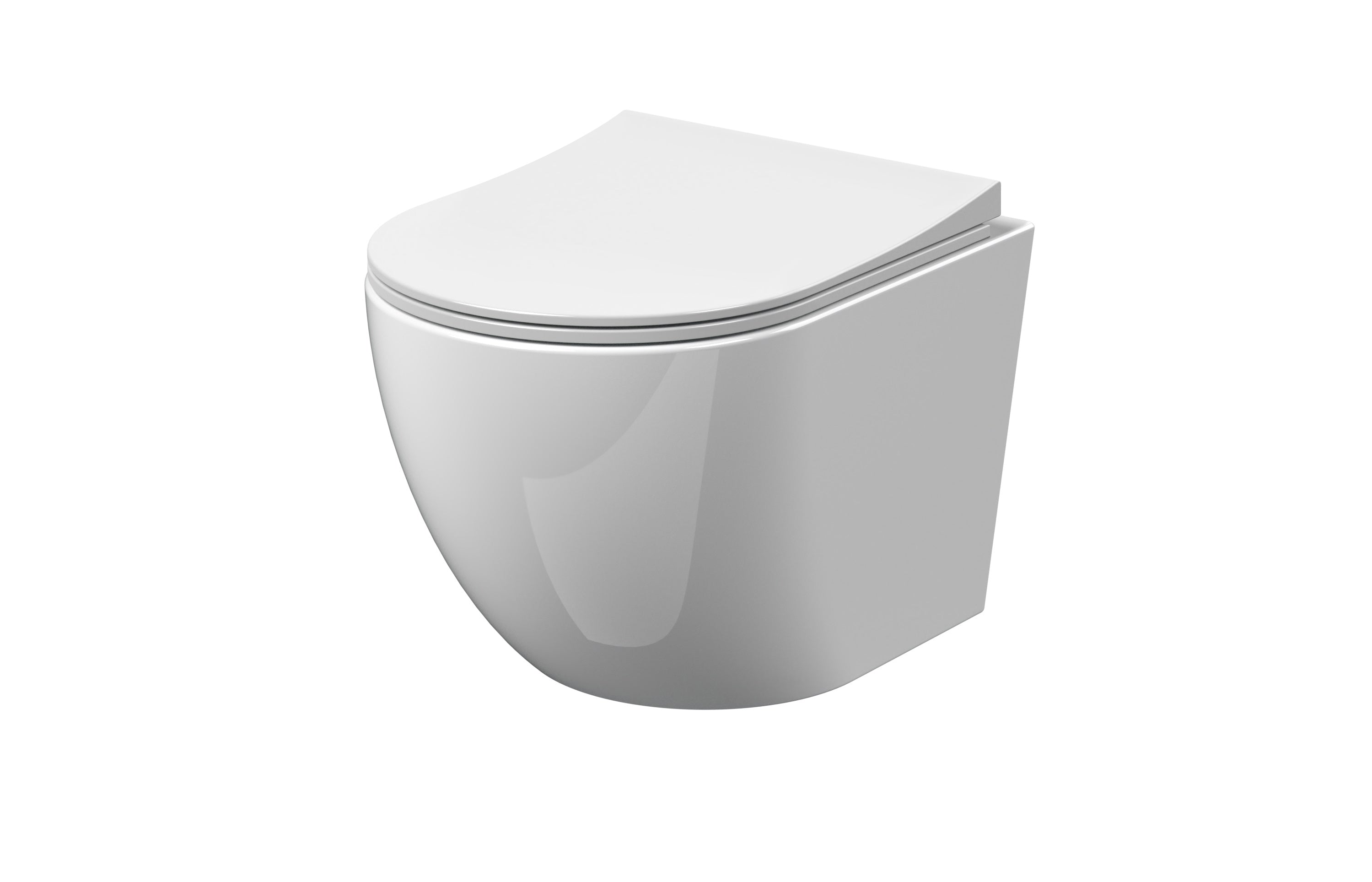 Nuie Freya Rimless Wall Hung Toilet With Slim Sandwich Soft Close Seat - White