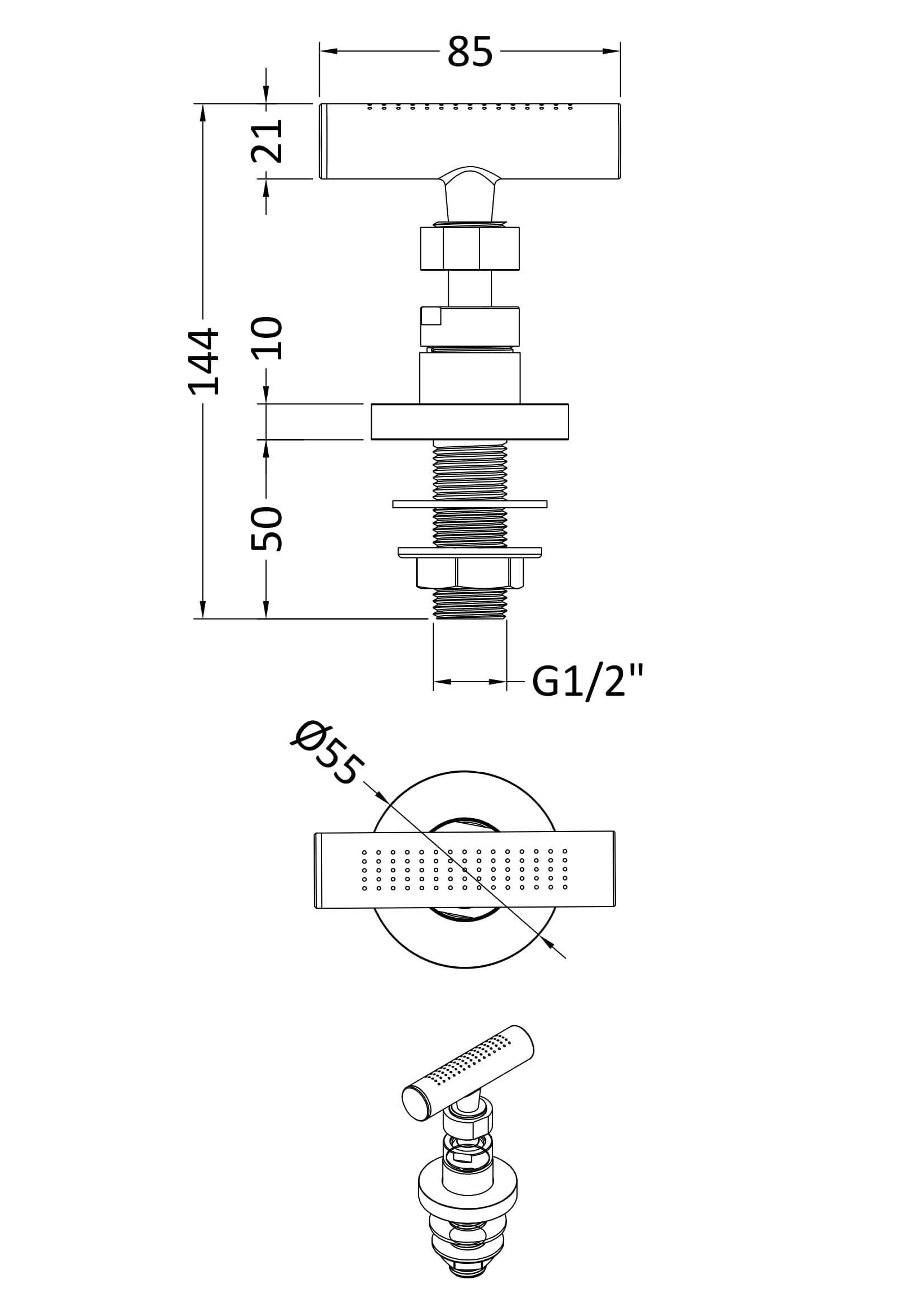 Hudson Reed Adjustable Brass Body Jet, Luxury Chrome Finish Shower Accessory for Modern Spa Showers, Bathroom Upgrade, Chrome