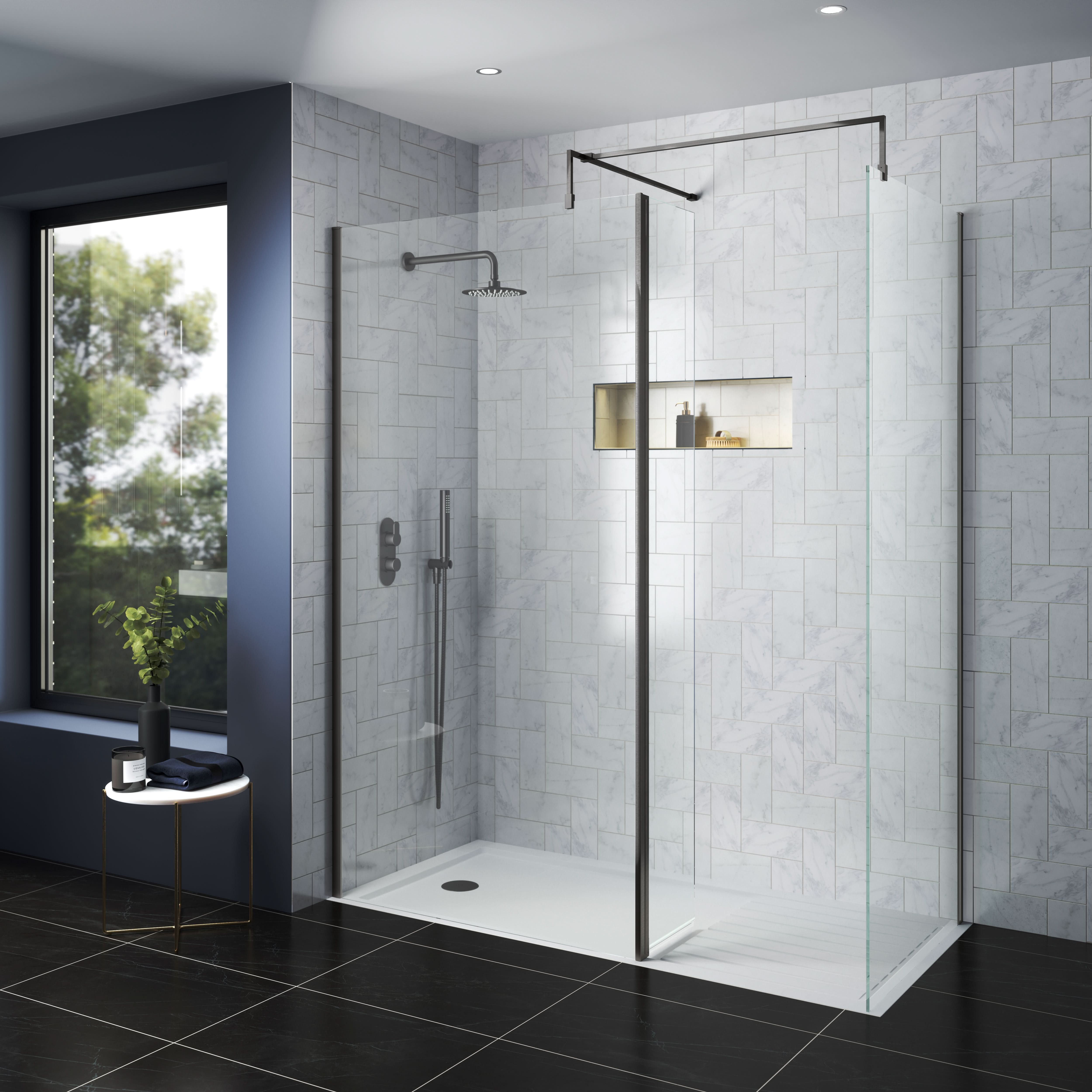 Hudson Reed Fixed Shower Heads Fixed Head, Round Minimalist Design, Stylish Shower Head in Matt Black
