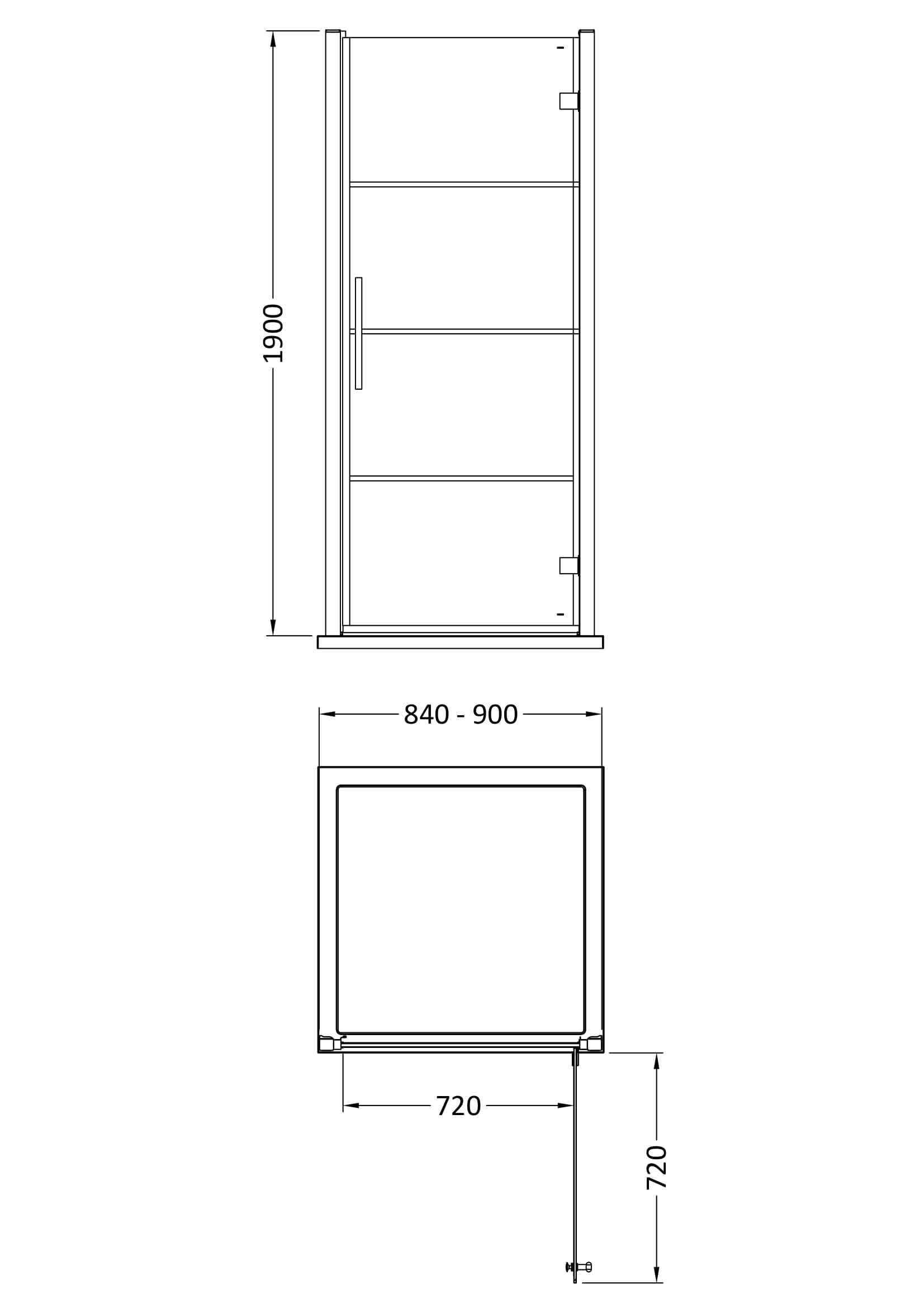 Hudson Reed Apex 900mm Hinged Shower Door & 8mm Glass, Reversible Design, Semi Frameless Shower Door, Matt Black