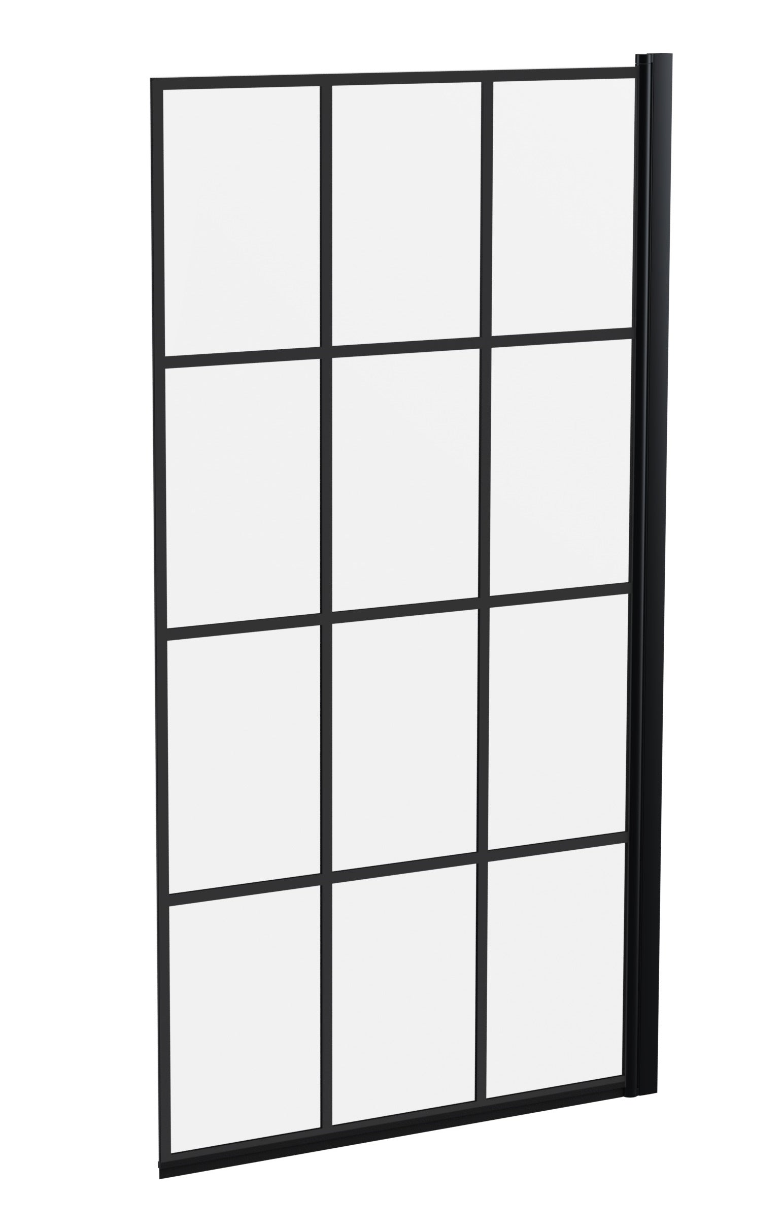 Nuie Pacific Framed Shower Bath Screen - 1435mm x 790mm - Matt Black