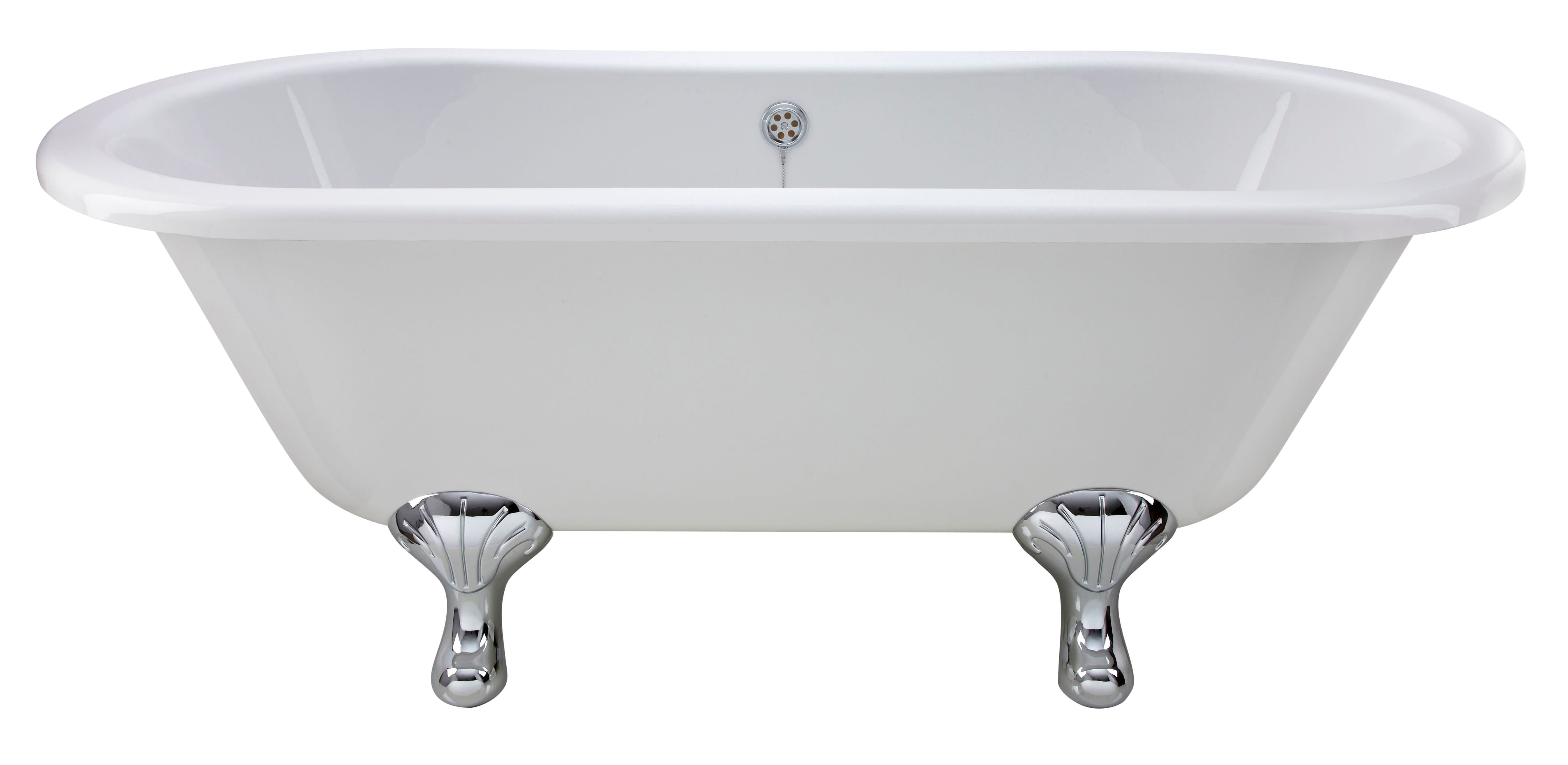 Old London Kingsbury Freestanding Bath Tub with Corbel Leg Set, Durable Double Ended Traditional Bathroom Style in White, 1500mm