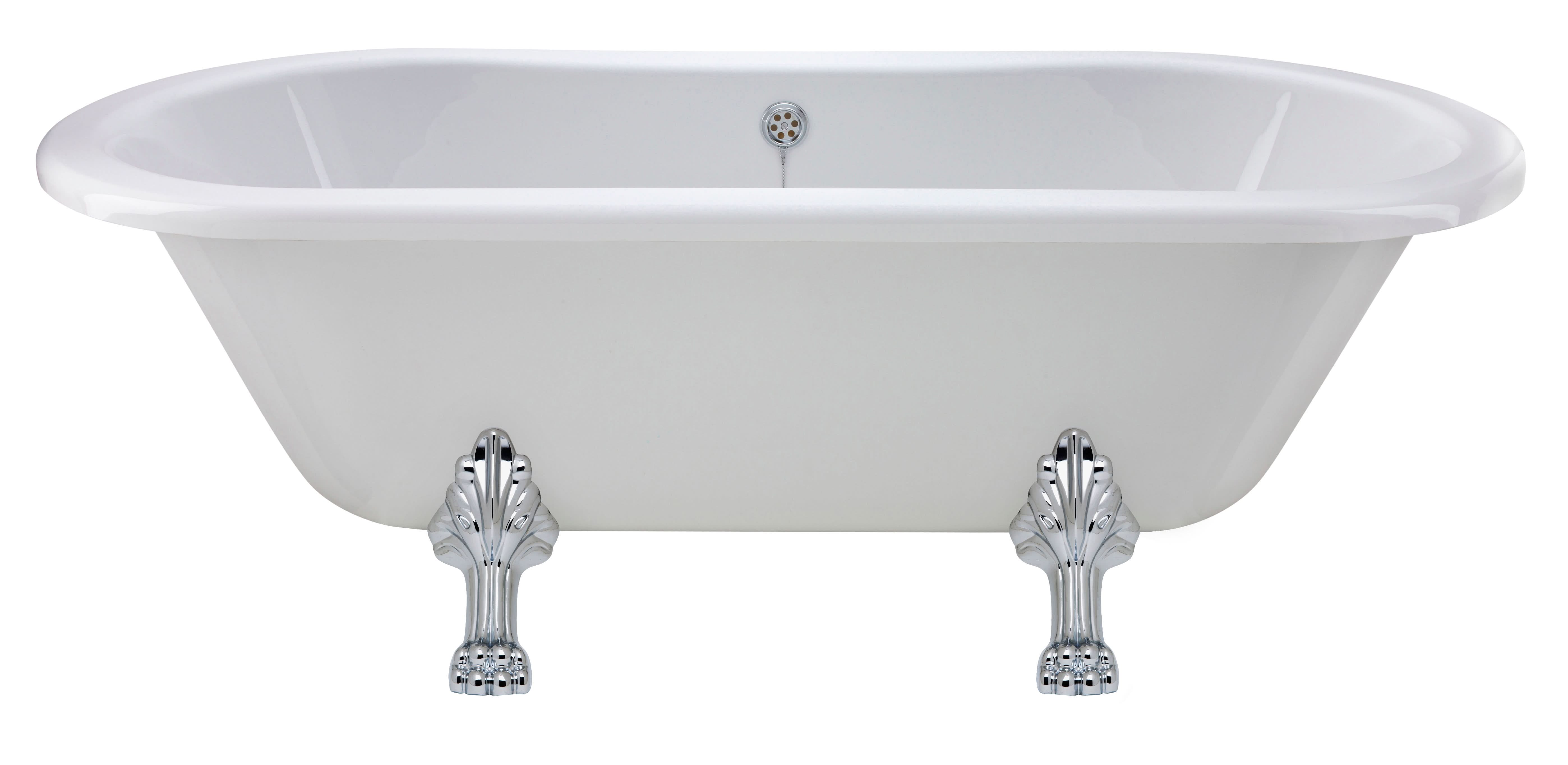 Old London Kingsbury Freestanding Bath Tub with Pride Leg Set, Durable Double Ended Traditional Bathroom Style in White, 1700mm