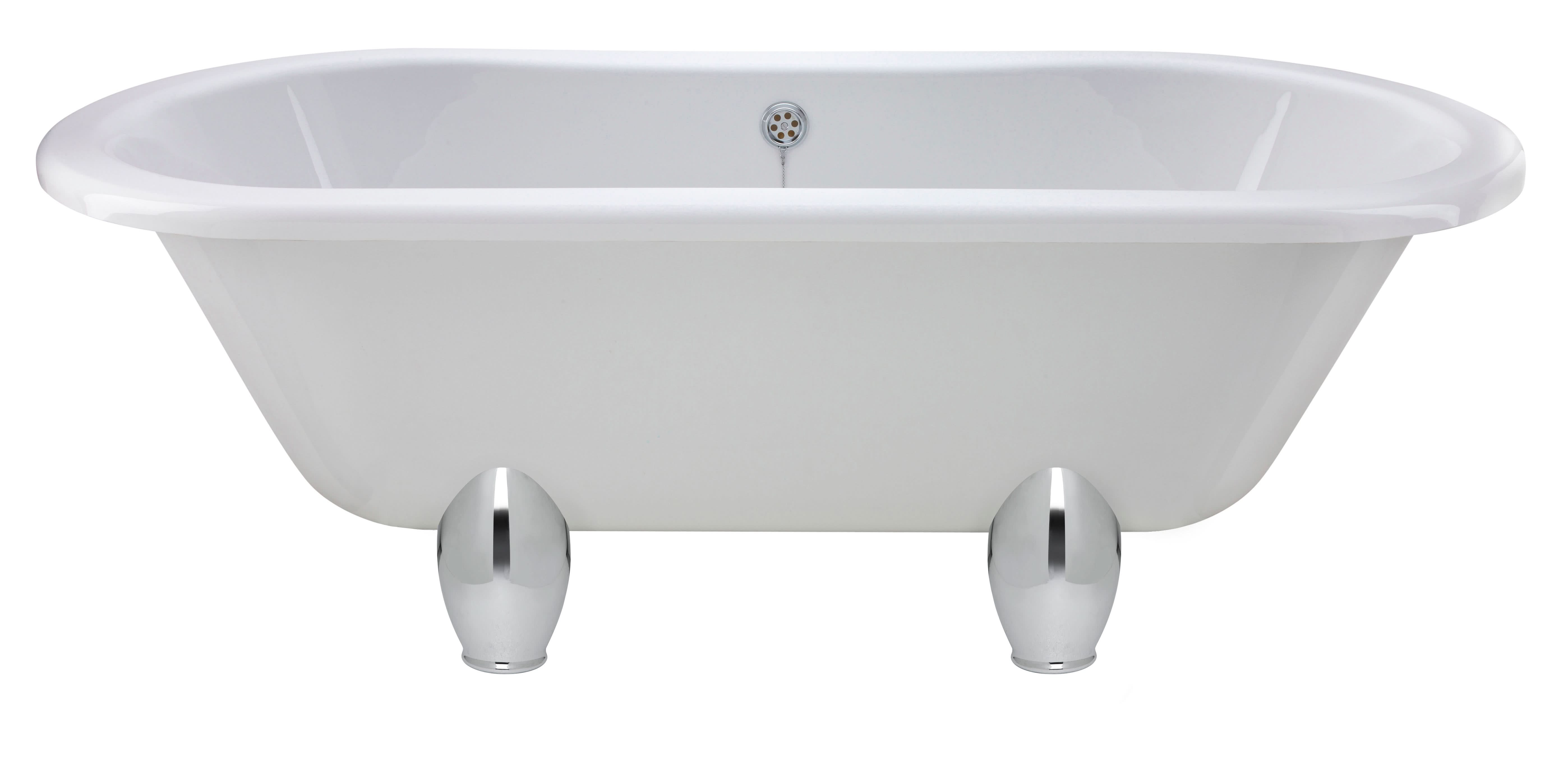 Old London Kingsbury Freestanding Bath Tub with Deacon Leg Set, Durable Double Ended Traditional Bathroom Style in White, 1700mm