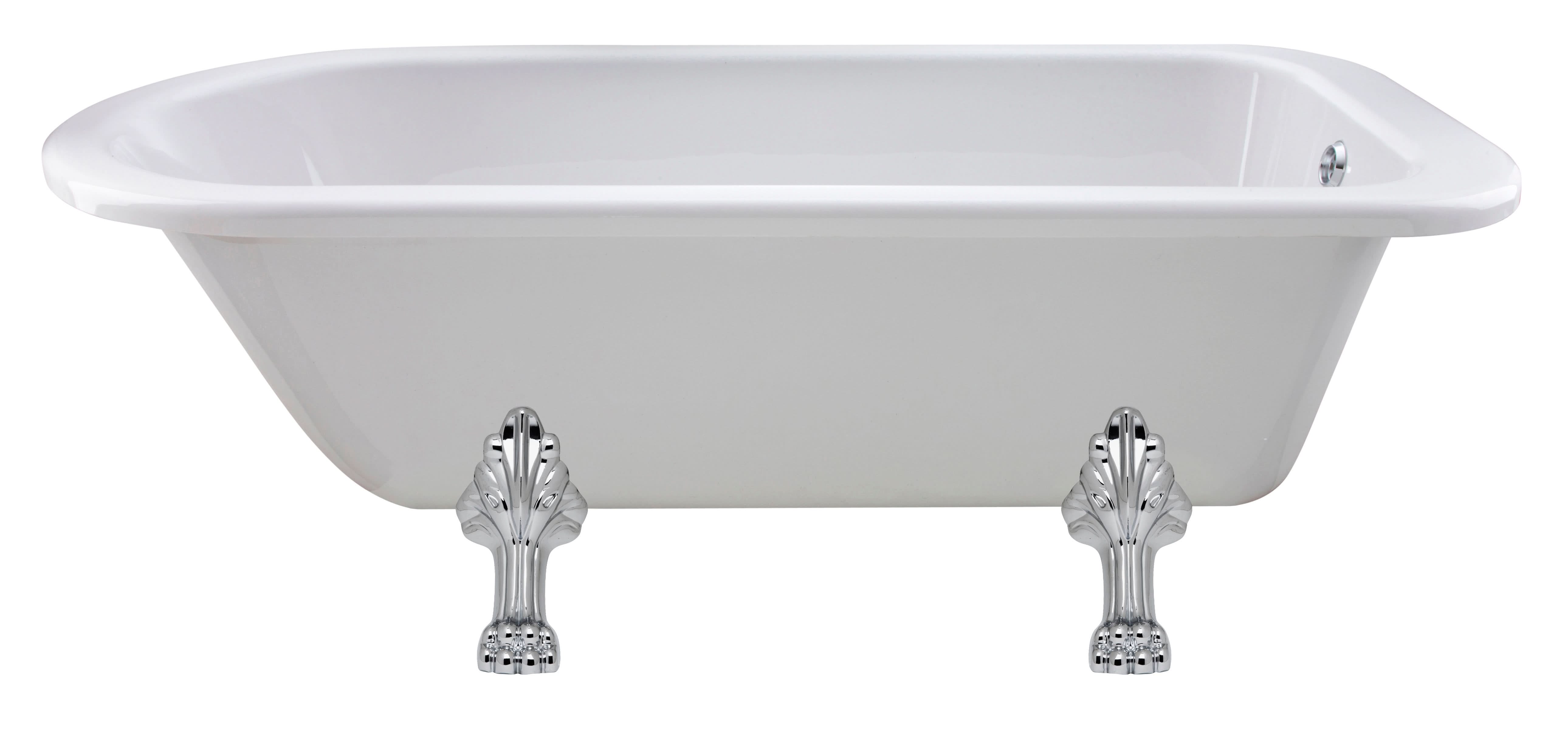 Old London Barnsbury Freestanding Bath Tub with Pride Leg Set, Durable Single Ended Traditional Bathroom Style in White, 1700mm
