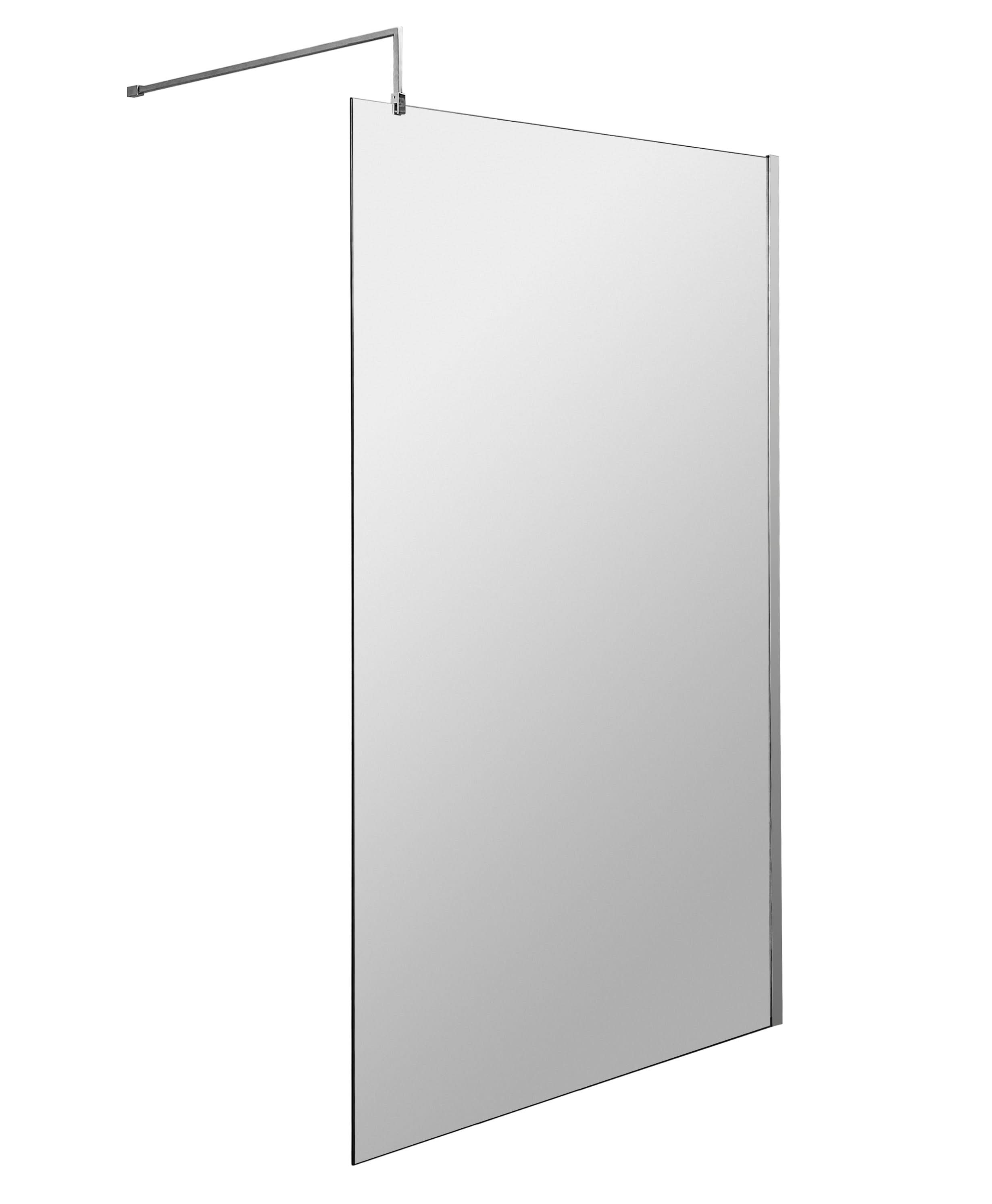 Hudson Reed Wetroom Screen & Support Bar, Durable Toughened Glass Wet Room Glass Panels Wetroom Shower Screen in Chrome, 1000mm