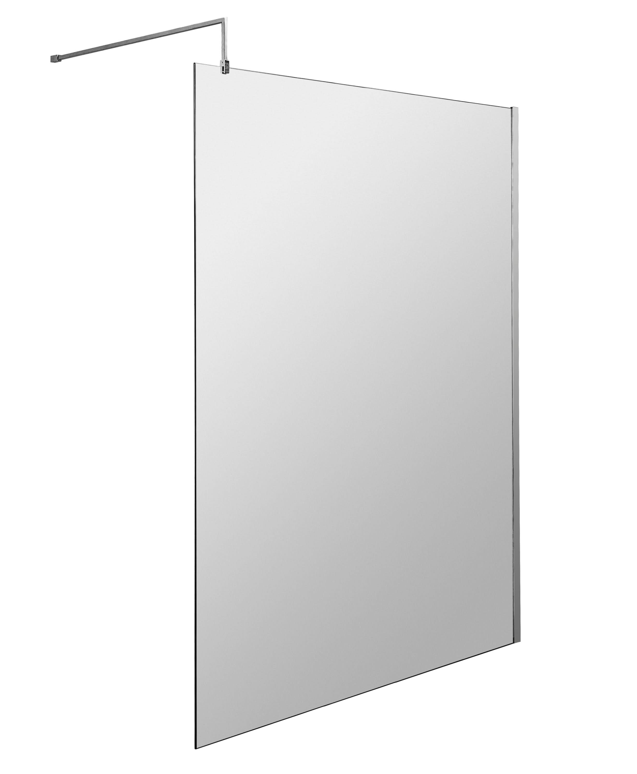 Hudson Reed Wetroom Screen & Support Bar, Durable Toughened Glass Wet Room Glass Panels Wetroom Shower Screen in Chrome, 1200mm
