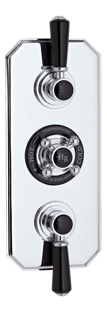 Old London Topaz Triple Concealed Shower Valve, Traditional Style with Modern Thermostatic Control, Sleek Chrome & Black Finish