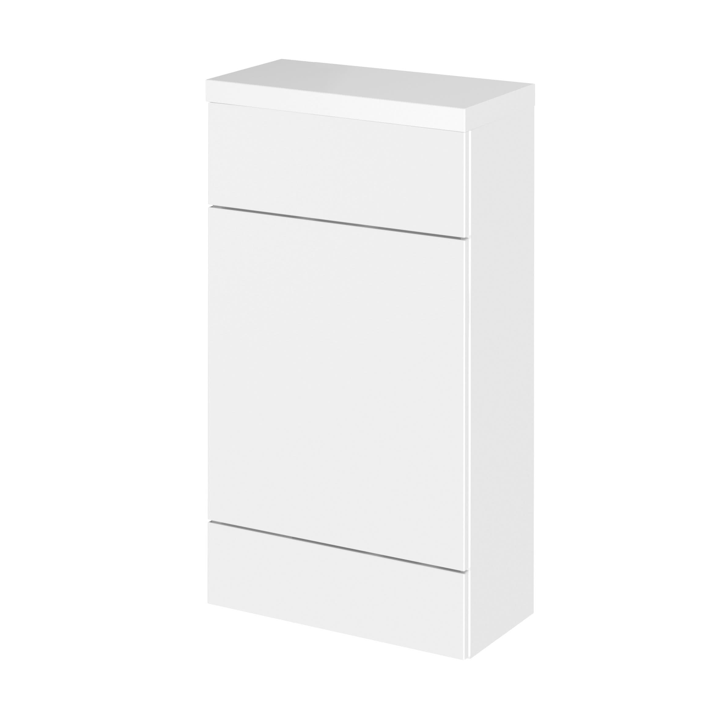 Hudson Reed Fusion Floor Standing WC Unit & Top Compact, Vanity Unit in Bathroom, Gloss White, 500mm