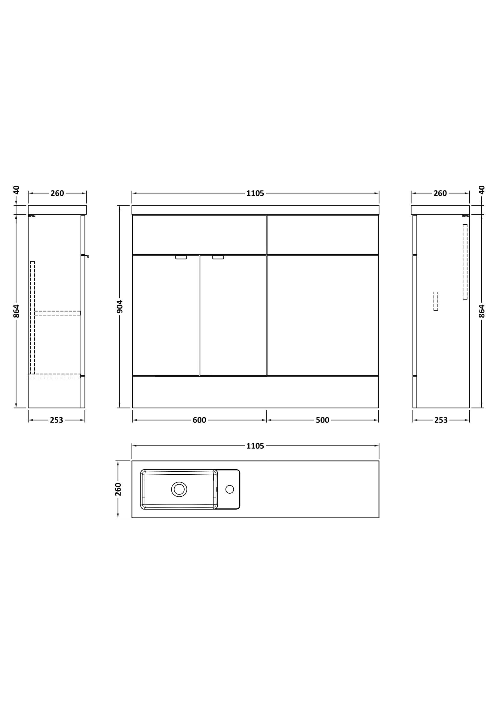 Hudson Reed Fusion Floor Standing 2 Door Vanity Basin & WC Combination Compact, Sink Vanity Unit, Anthracite Woodgrain, 1100mm