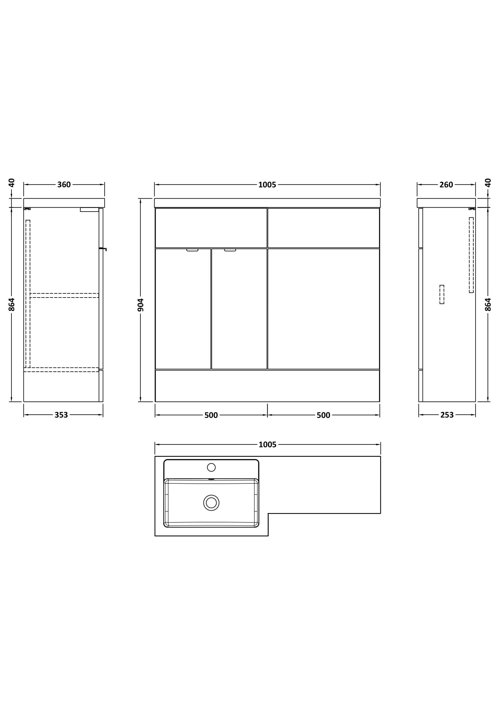 Hudson Reed Fusion Floor Standing 2 Door Vanity Basin & WC Left Hand Combination, Sink Vanity Unit, Anthracite Woodgrain, 1000mm