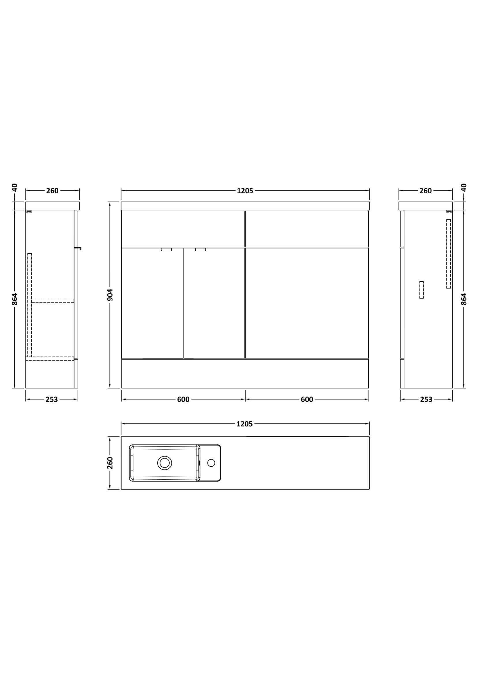 Hudson Reed Fusion Floor Standing 2 Door Vanity Basin & WC Combination Compact, Sink Vanity Unit, Charcoal Black, 1200mm