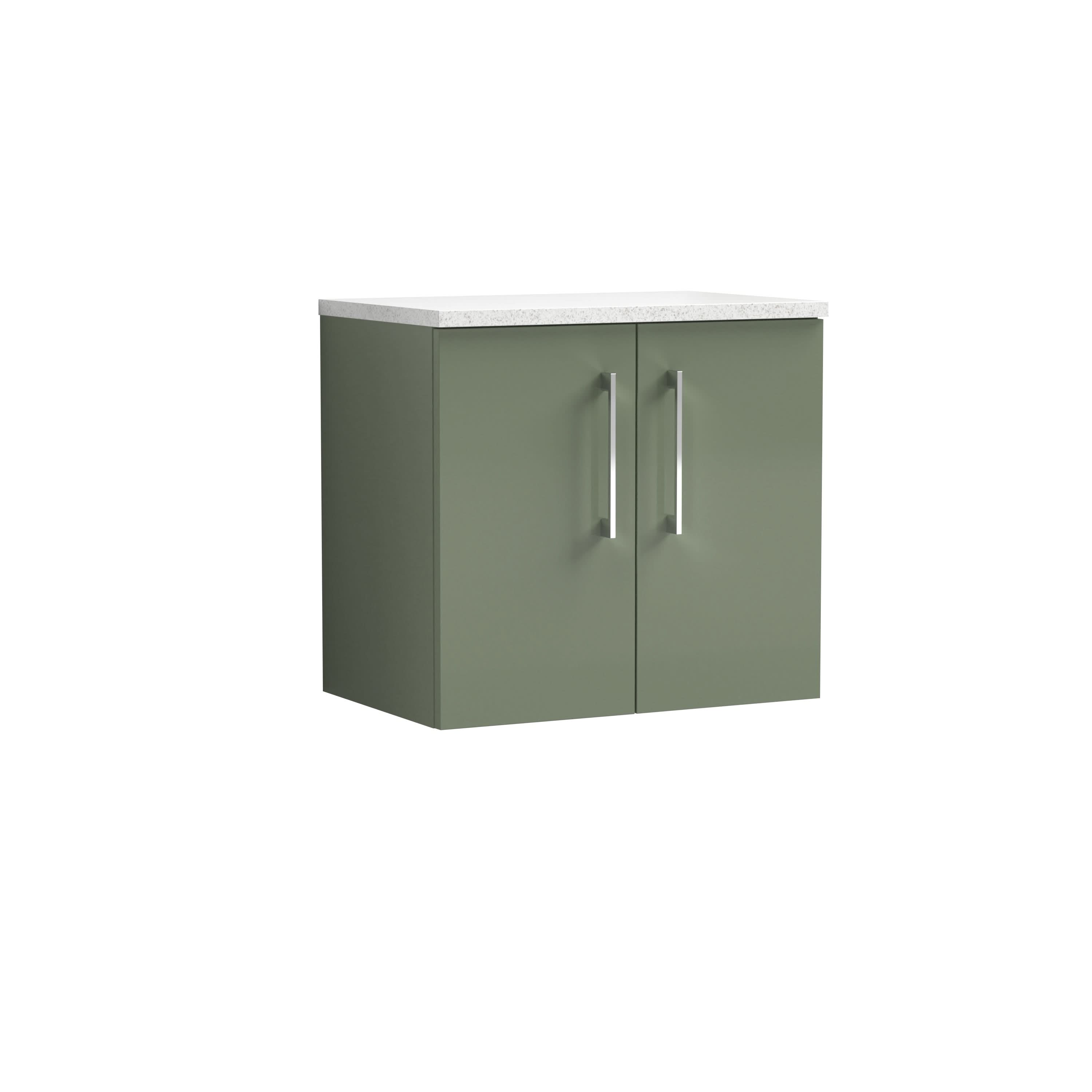 Nuie Arno 2 Door Wall Hung Vanity Unit With Sparkling White Worktop 600mm Wide