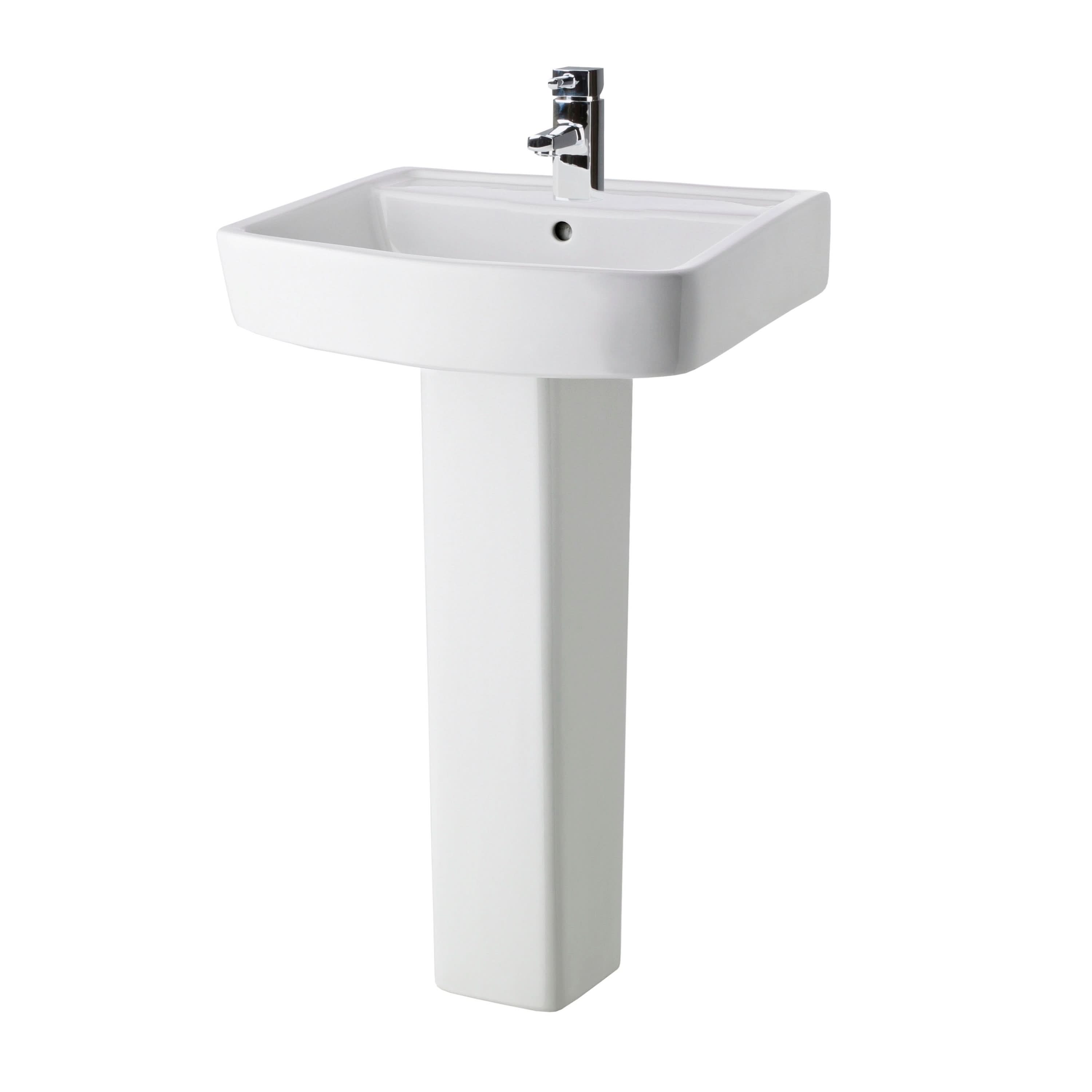 Nuie Bliss 520mm Basin With Full Pedestal - 1 TH - White