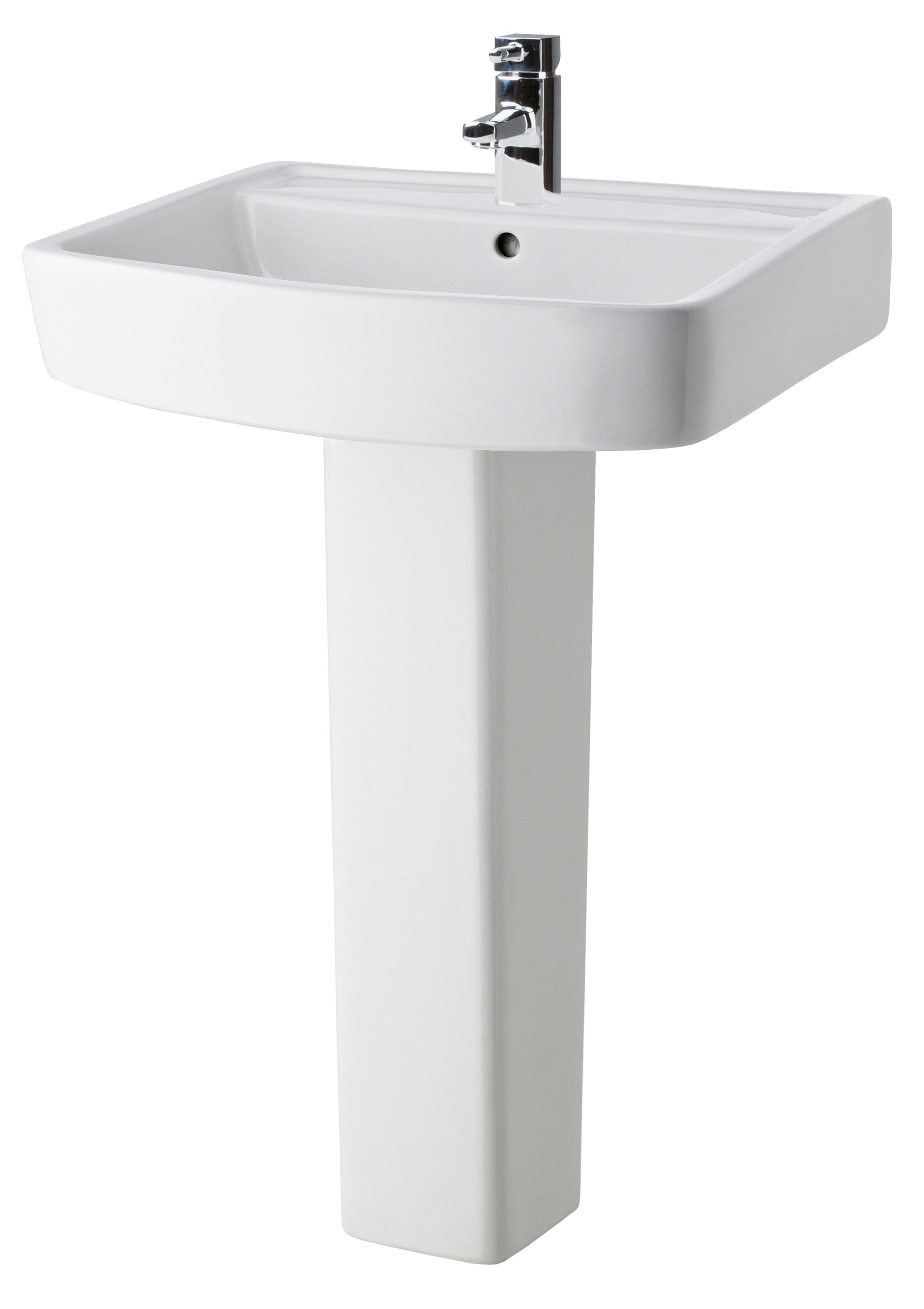 Nuie Bliss 600mm Basin With Full Pedestal - 1 TH - White