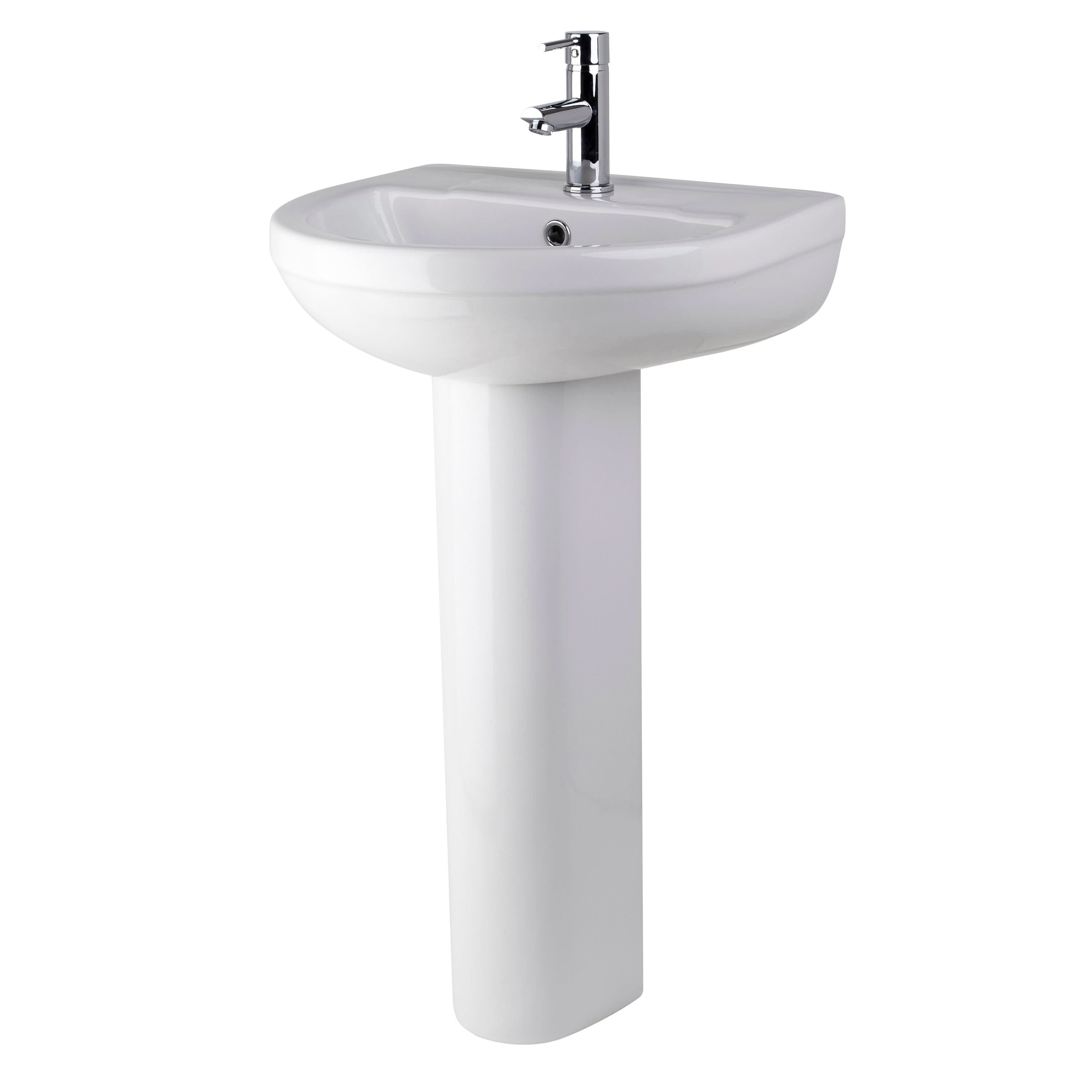 Nuie Harmony 500mm Basin With Full Pedestal - 1 TH - White