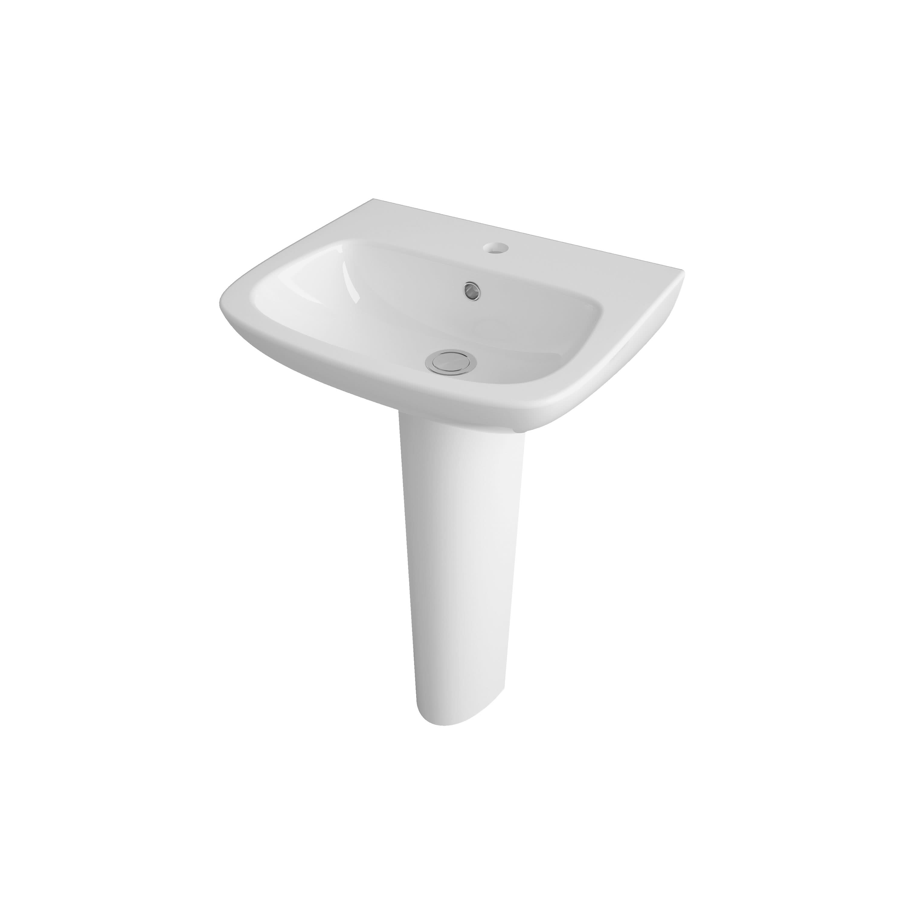 Nuie Ambrose 500mm Basin With Full Pedestal - 1 TH - White