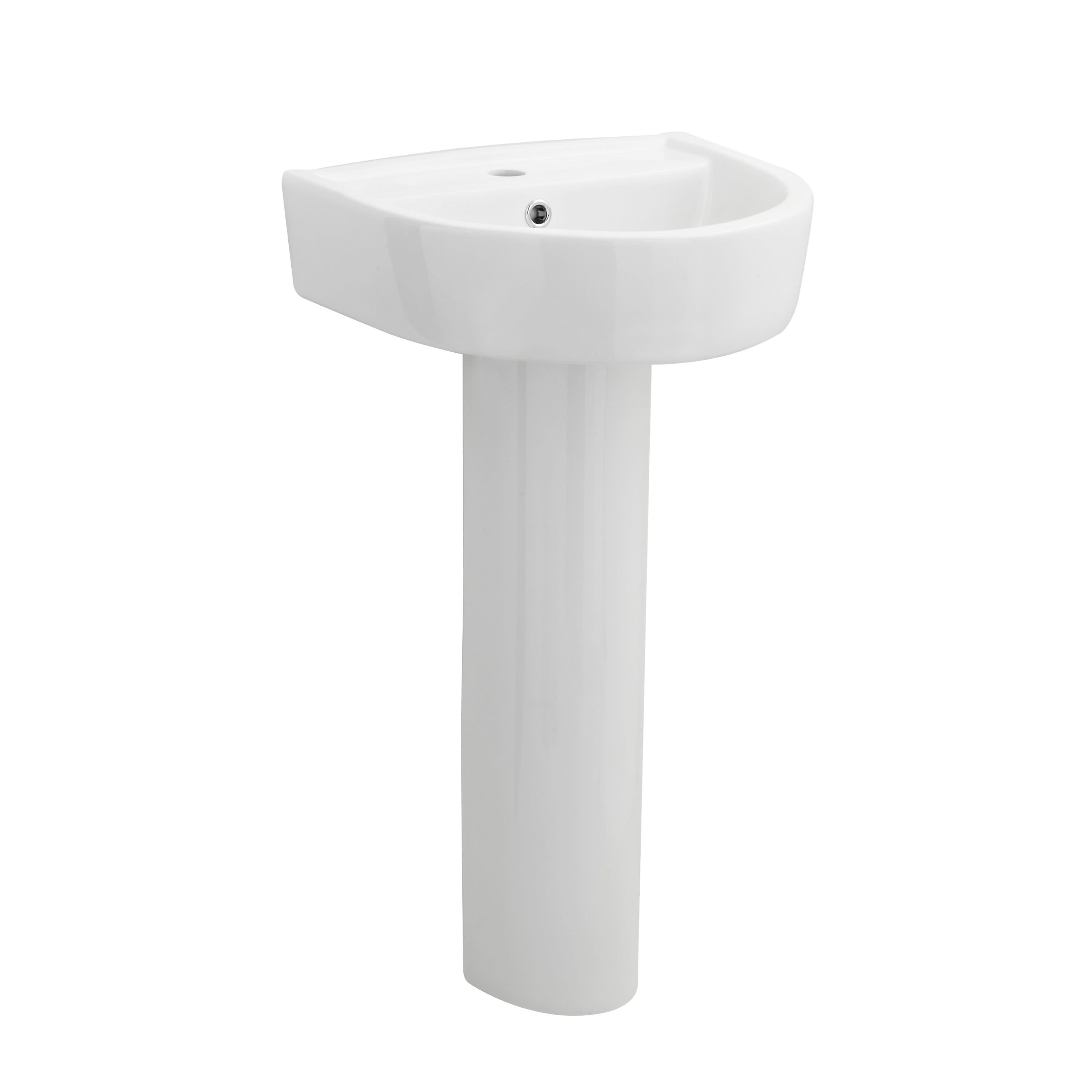 Nuie Provost 420mm Basin With Full Pedestal - 1 TH - White