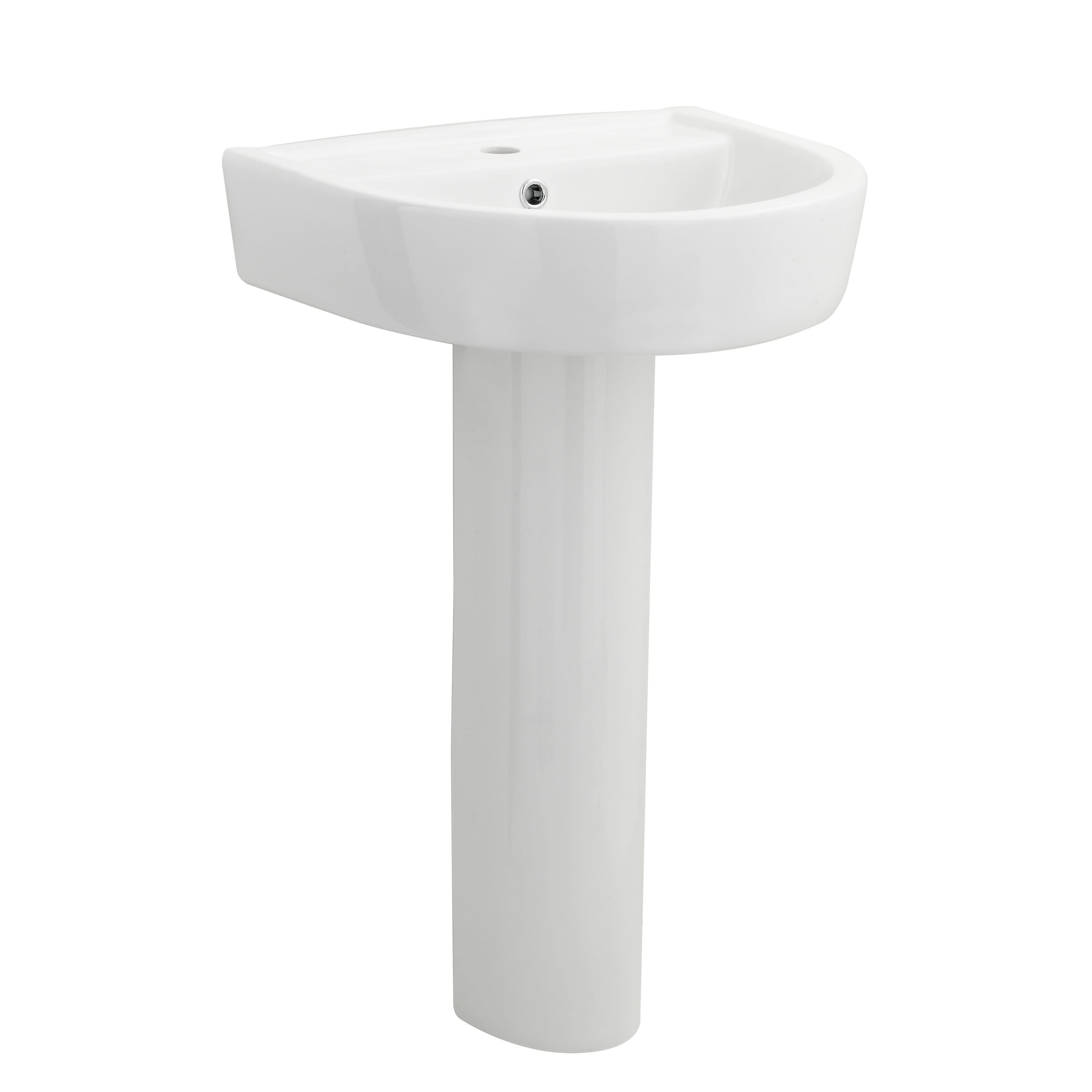 Nuie Provost 520mm Basin With Full Pedestal - 1 TH - White
