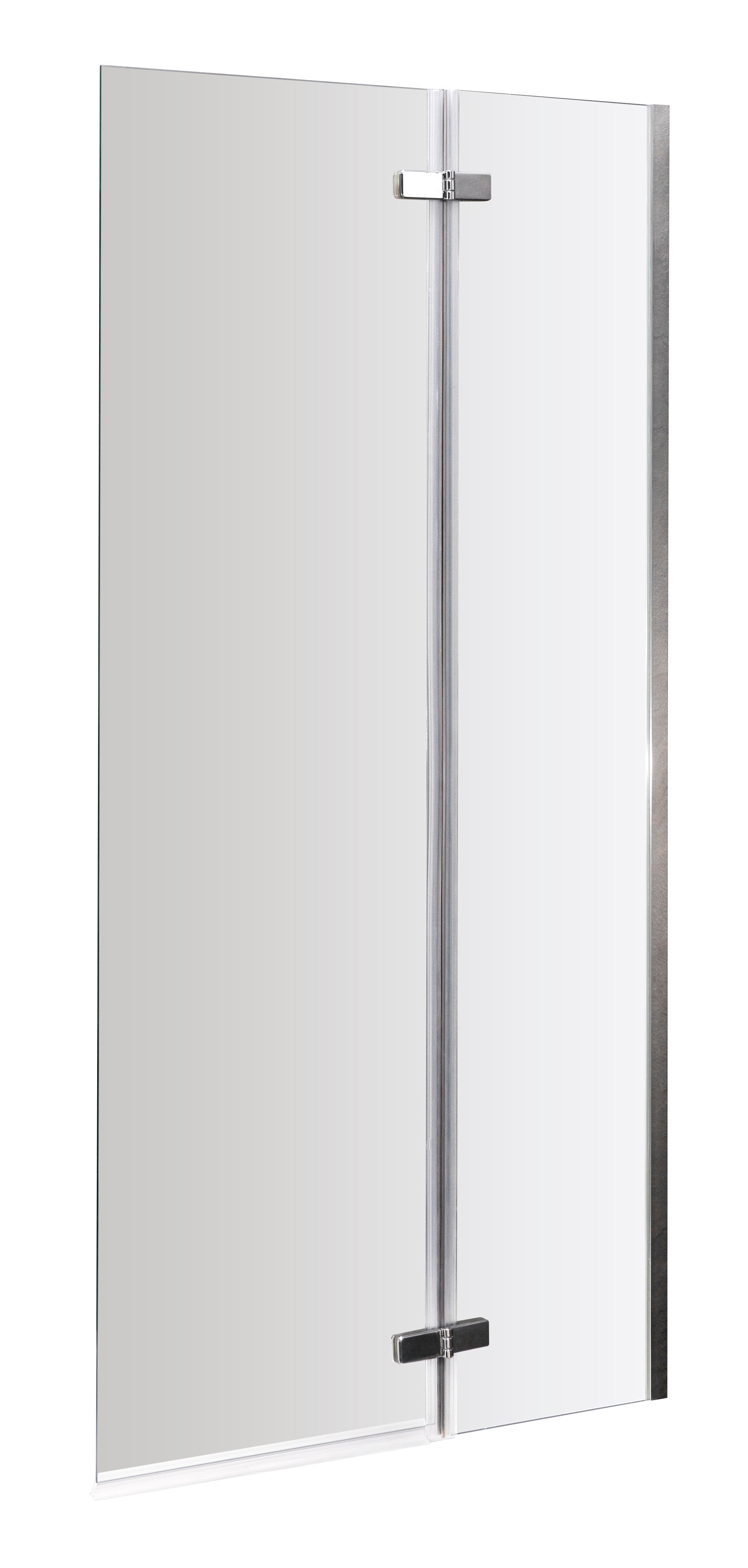 Nuie Ella Hinged Shower Bath Screen - 1400mm x 750mm - Satin Chrome