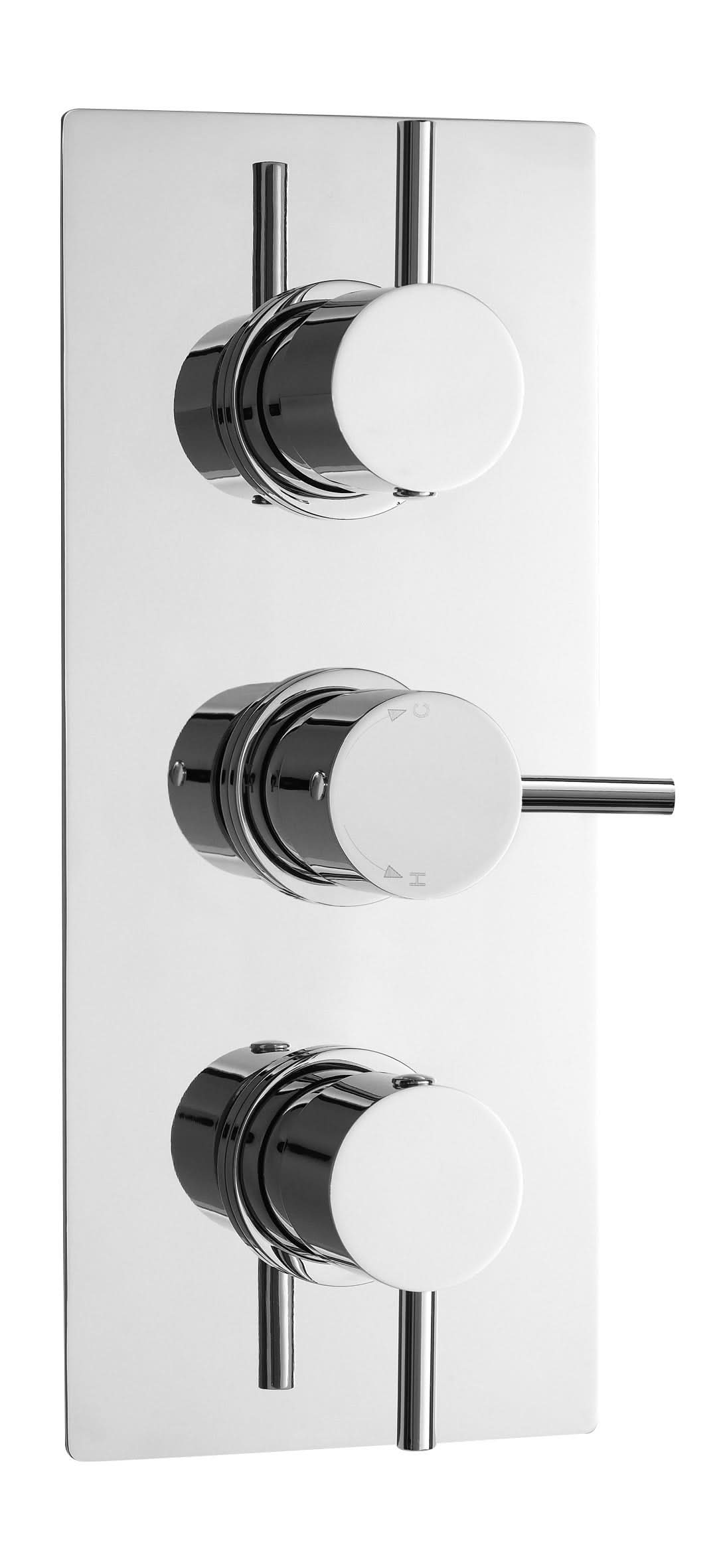 Nuie Quest Triple Handle Rectangular Concealed Shower Valve - Chrome