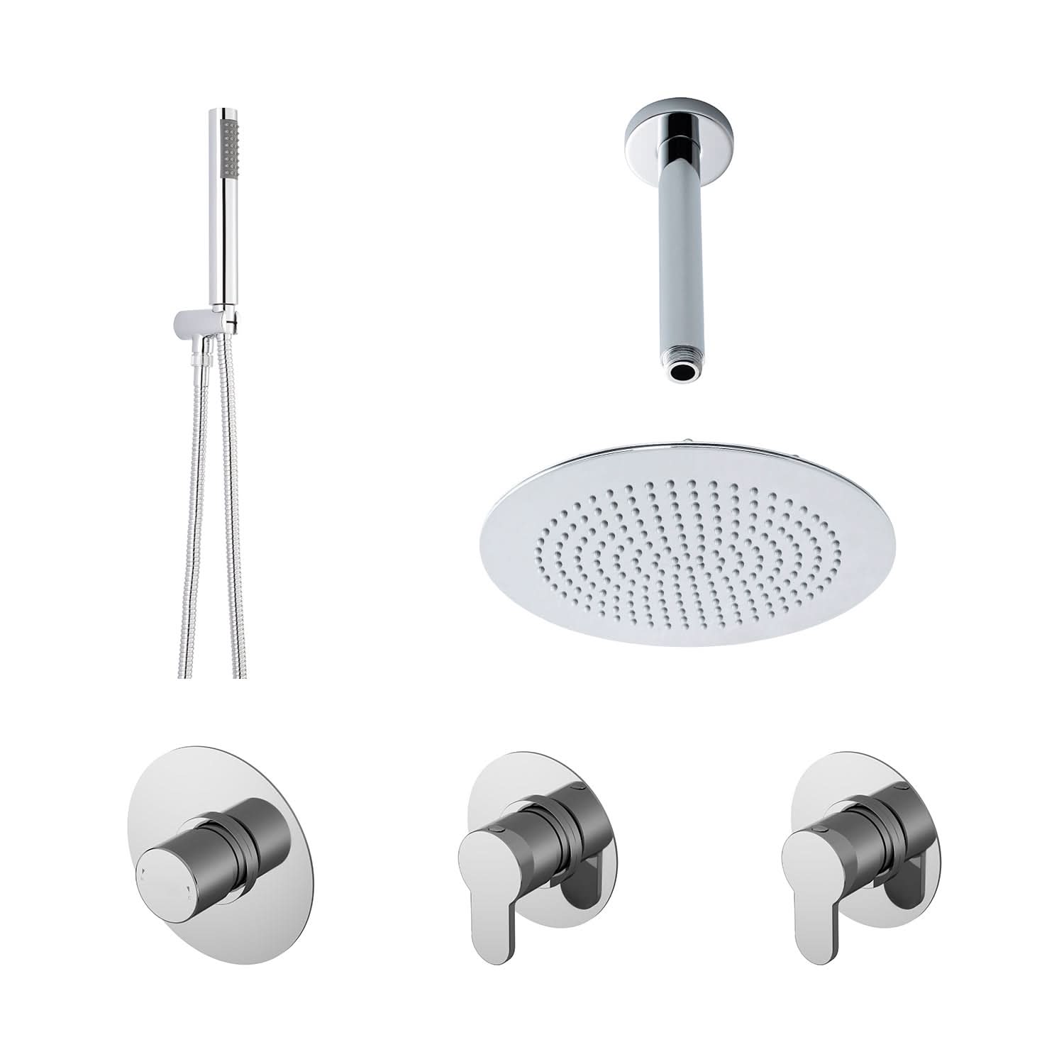 Nuie Arvan 2 Outlet Concealed Shower Valve With Kit And Stop Tap - Chrome