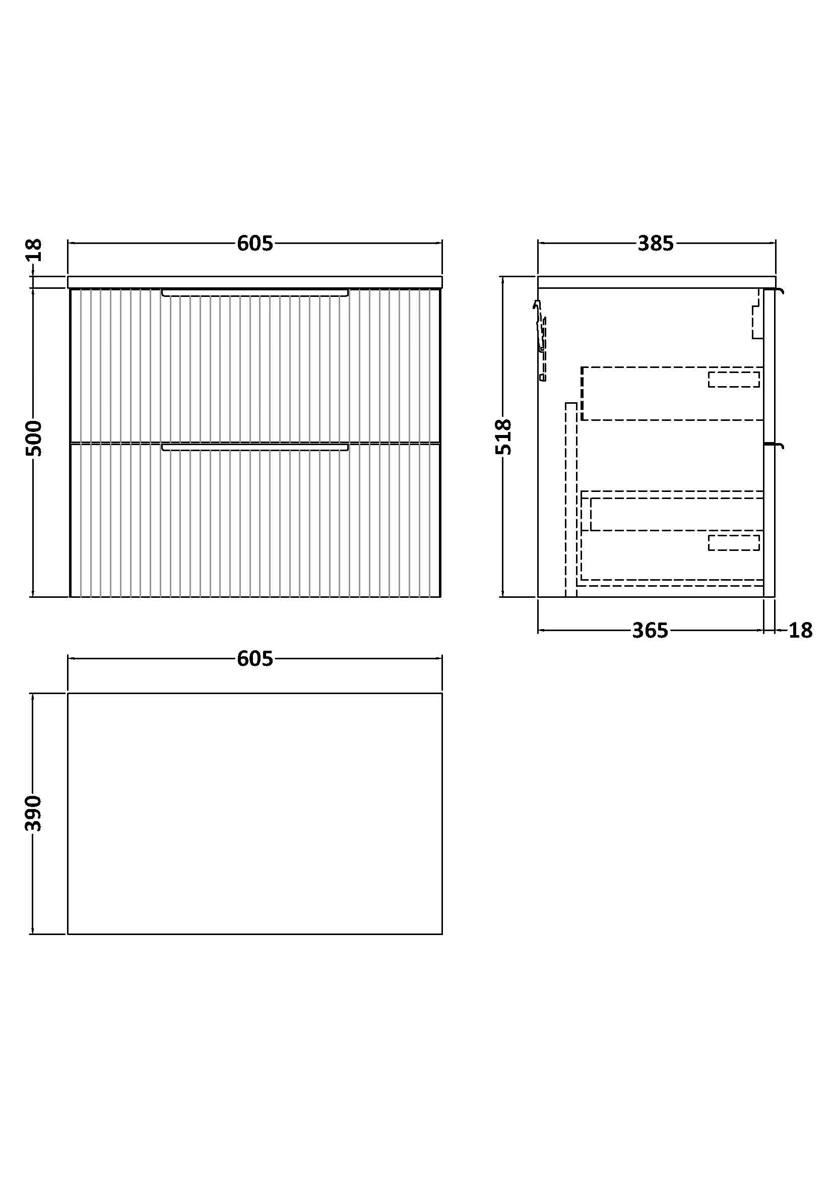 Hudson Reed Fluted Wall Hung 2-Drawer Vanity Unit & Stylish Green Worktop, Sleek Counter Top Vanity Unit in Satin Green, 600mm