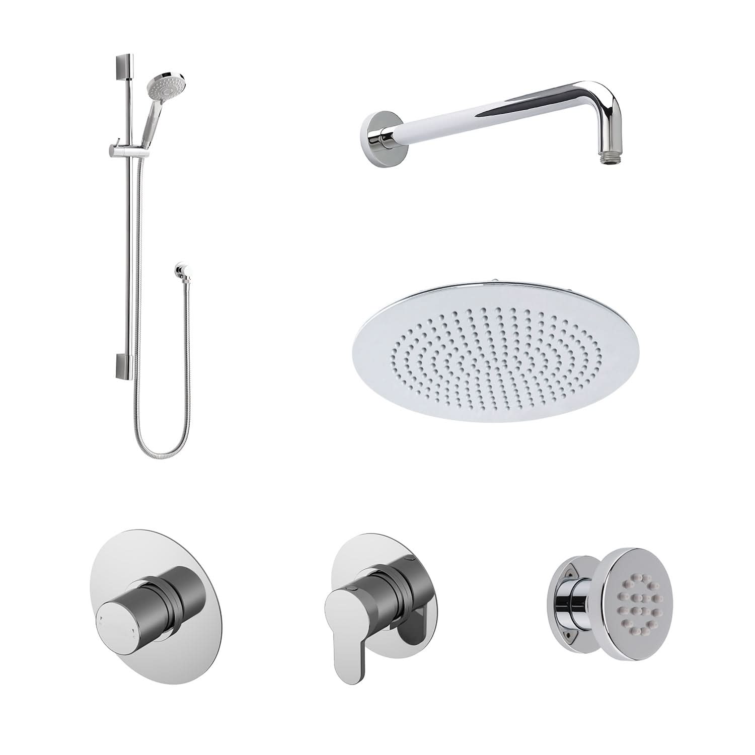 Nuie Arvan 3 Outlet Concealed Shower Valve With Kit And Stop Tap - Chrome