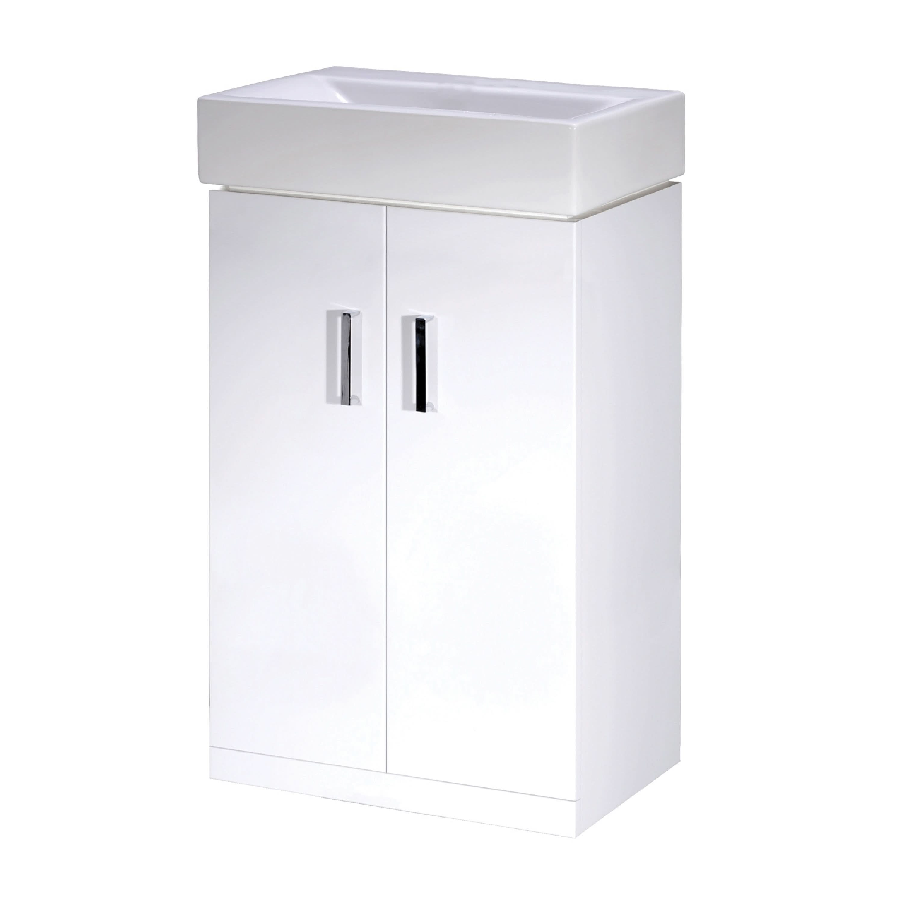 Nuie Mayford 2 Door Floorstanding Vanity Unit With Basin 450mm Wide - Gloss White