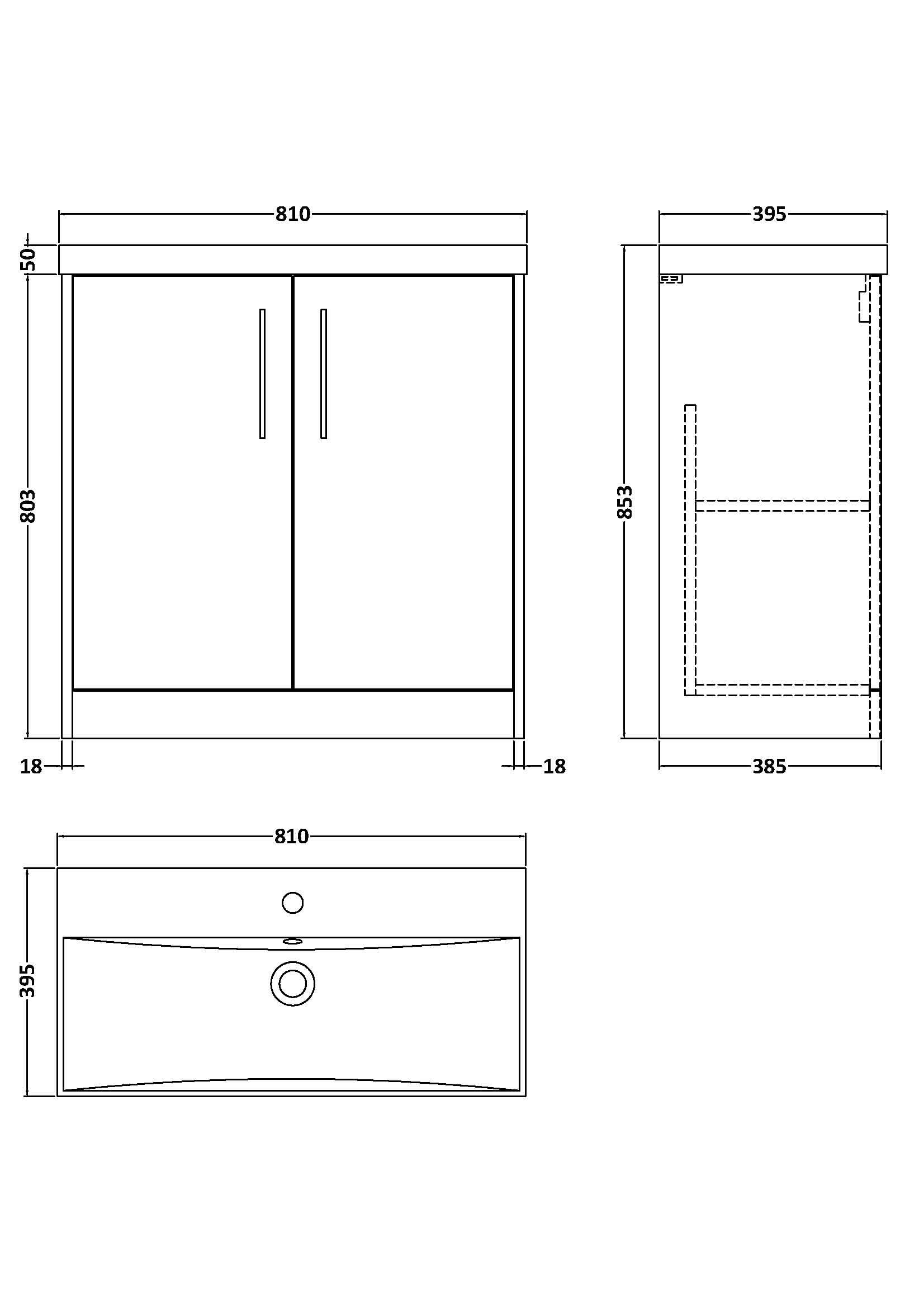 Hudson Reed Juno Floor Standing Vanity Unit with White Basin, Modern Sink Vanity Unit with Soft Close Doors, Bathroom Vanity Unit in Painted Matt Finish in Midnight Blue, 800mm