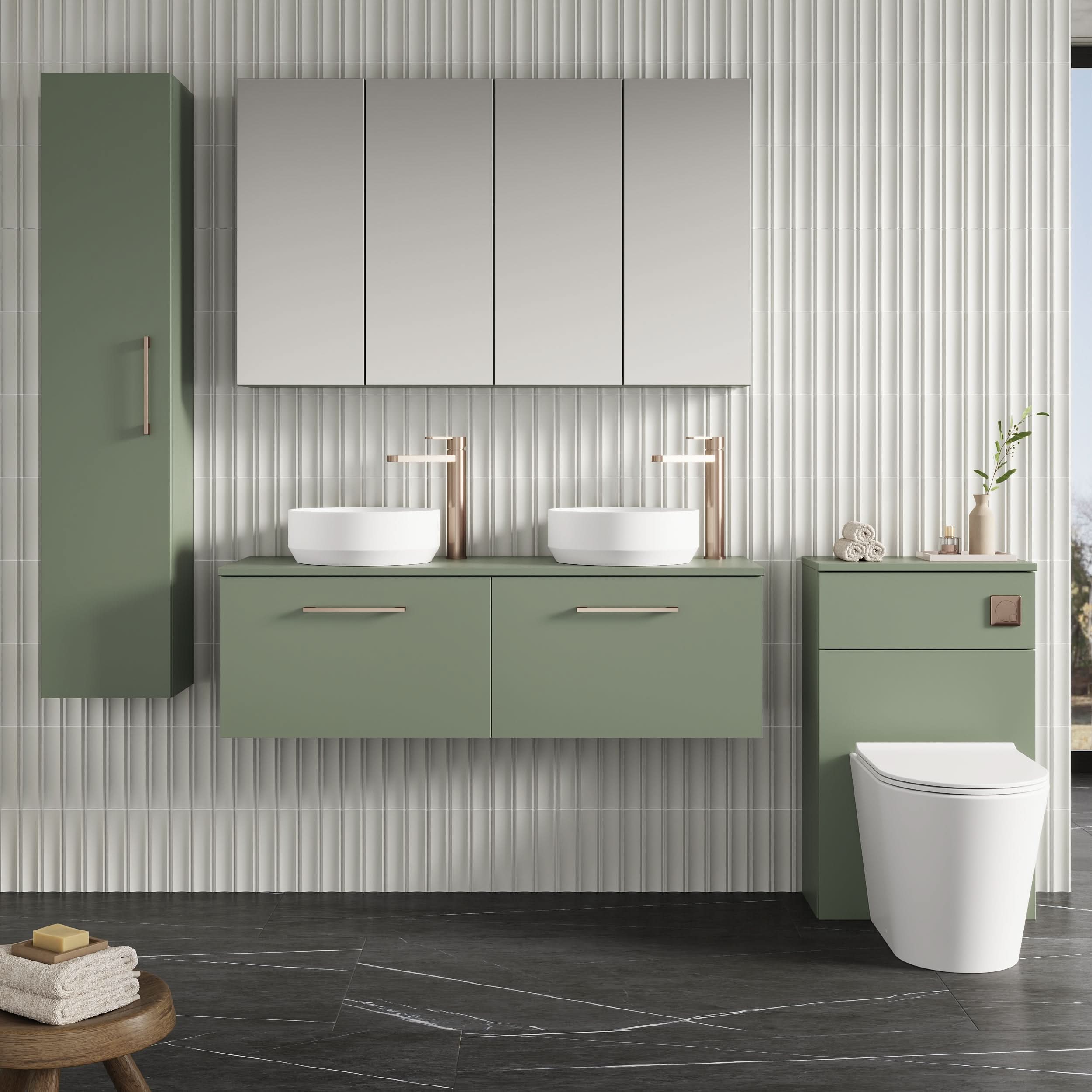 Nuie Arno 2 Drawer Wall Hung Vanity Unit With Worktop 1200mm Wide
