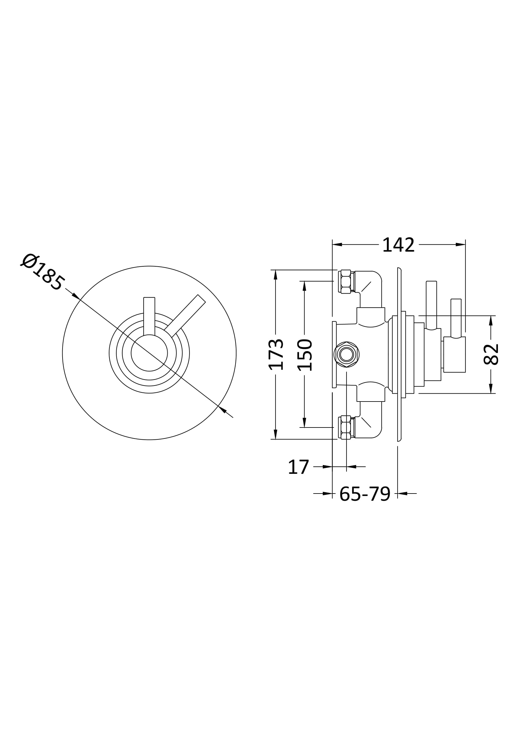 Hudson Reed Tec Dual Concealed Thermostatic Round Shower Valve with Lever Handles, Best Brass Build Concealed Shower Valve for Accurate Flow in Chrome