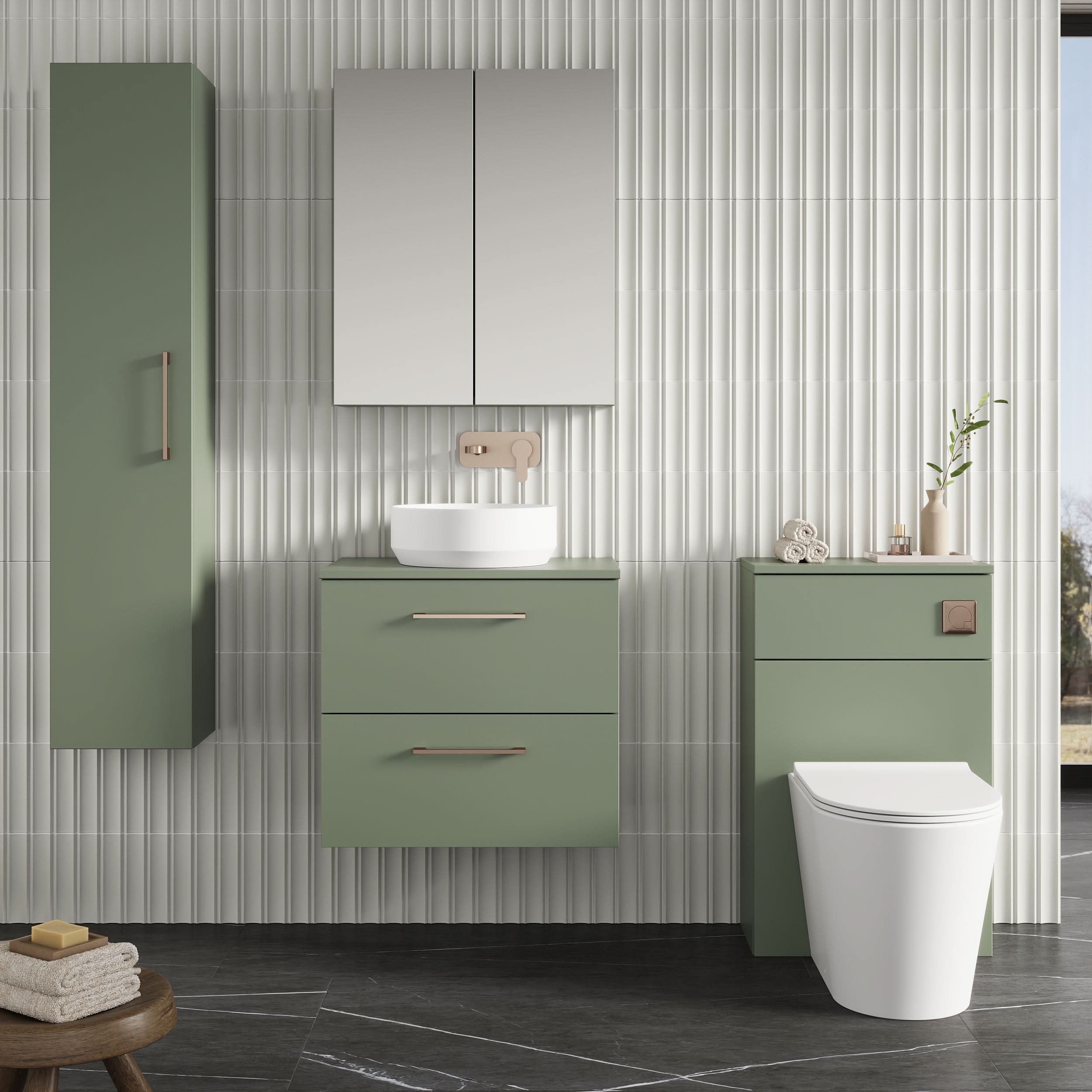 Nuie Arno 2 Drawer Wall Hung Vanity Unit With Worktop 600mm Wide