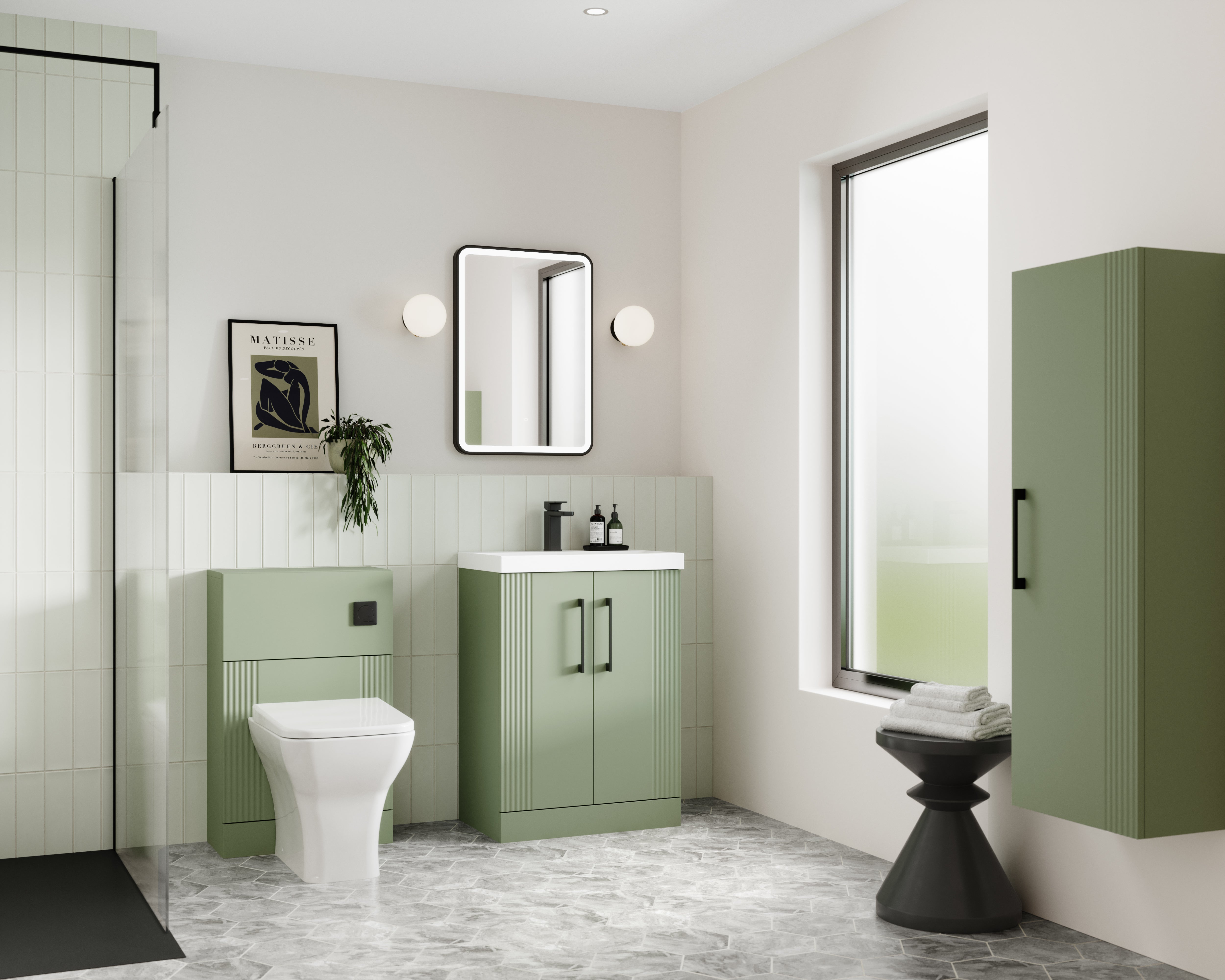 Nuie Deco 2 Door Floorstanding Vanity Unit With Basin-1 600mm Wide