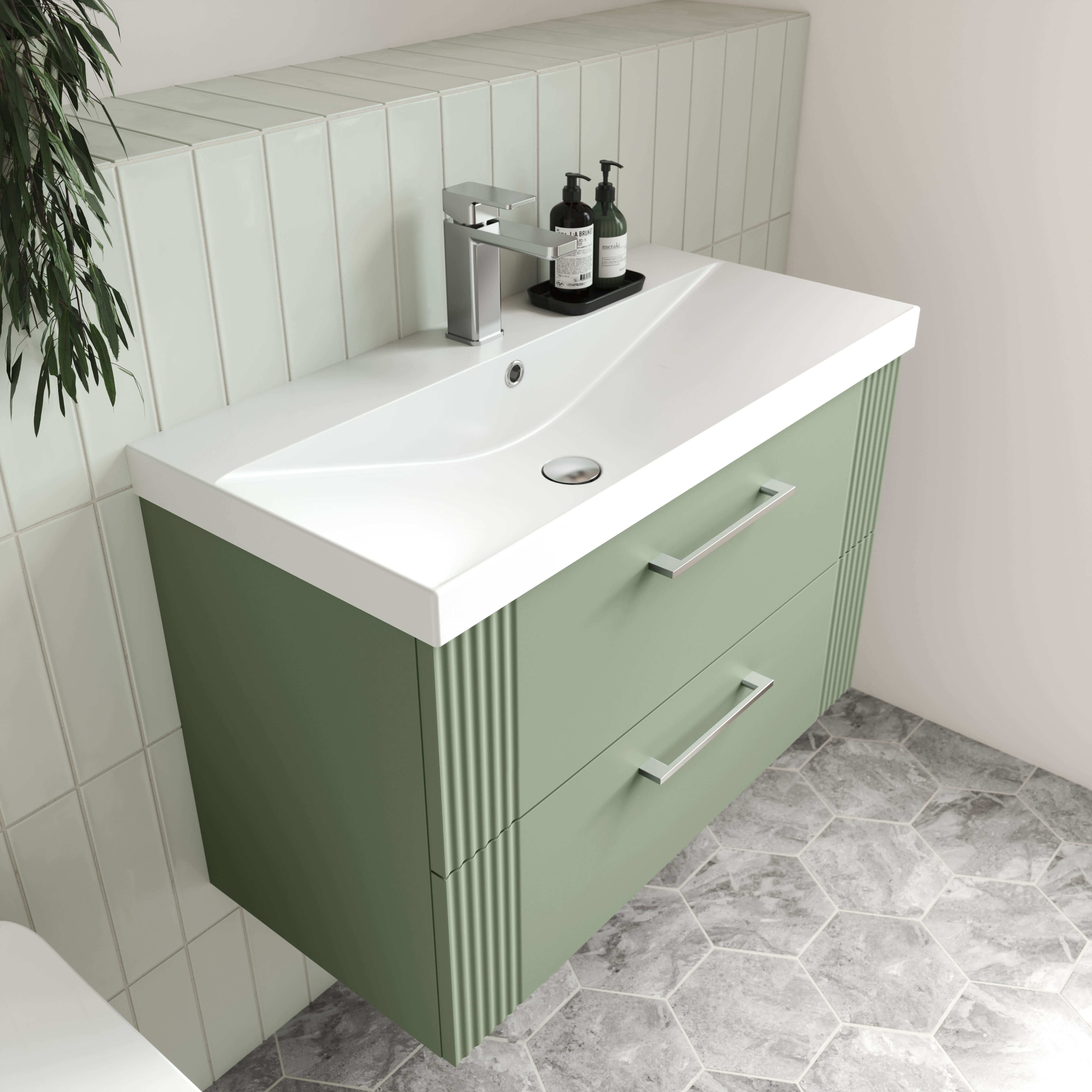 Nuie Deco 2 Drawer Wall Hung Vanity Unit With Basin-3 800mm Wide