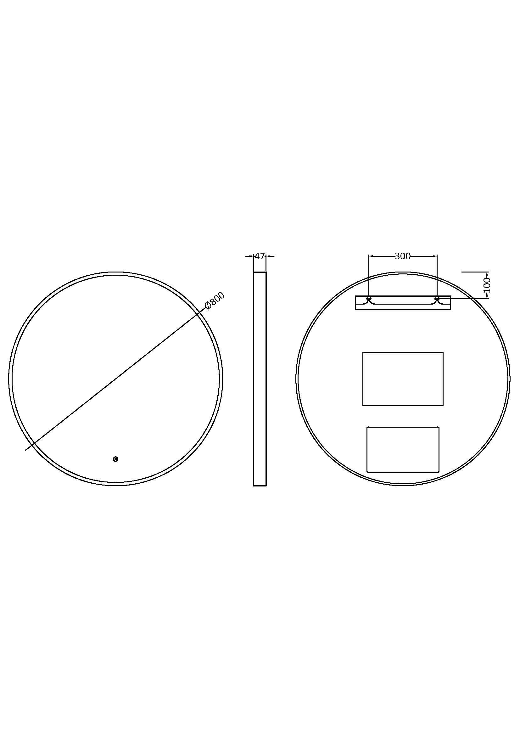 Hudson Reed Mensa Round LED Bathroom Mirror with Touch Sensor and Built-in Demister Pad, Illuminated Mirror for Modern Bathrooms in Black Inset Frame, 800mm