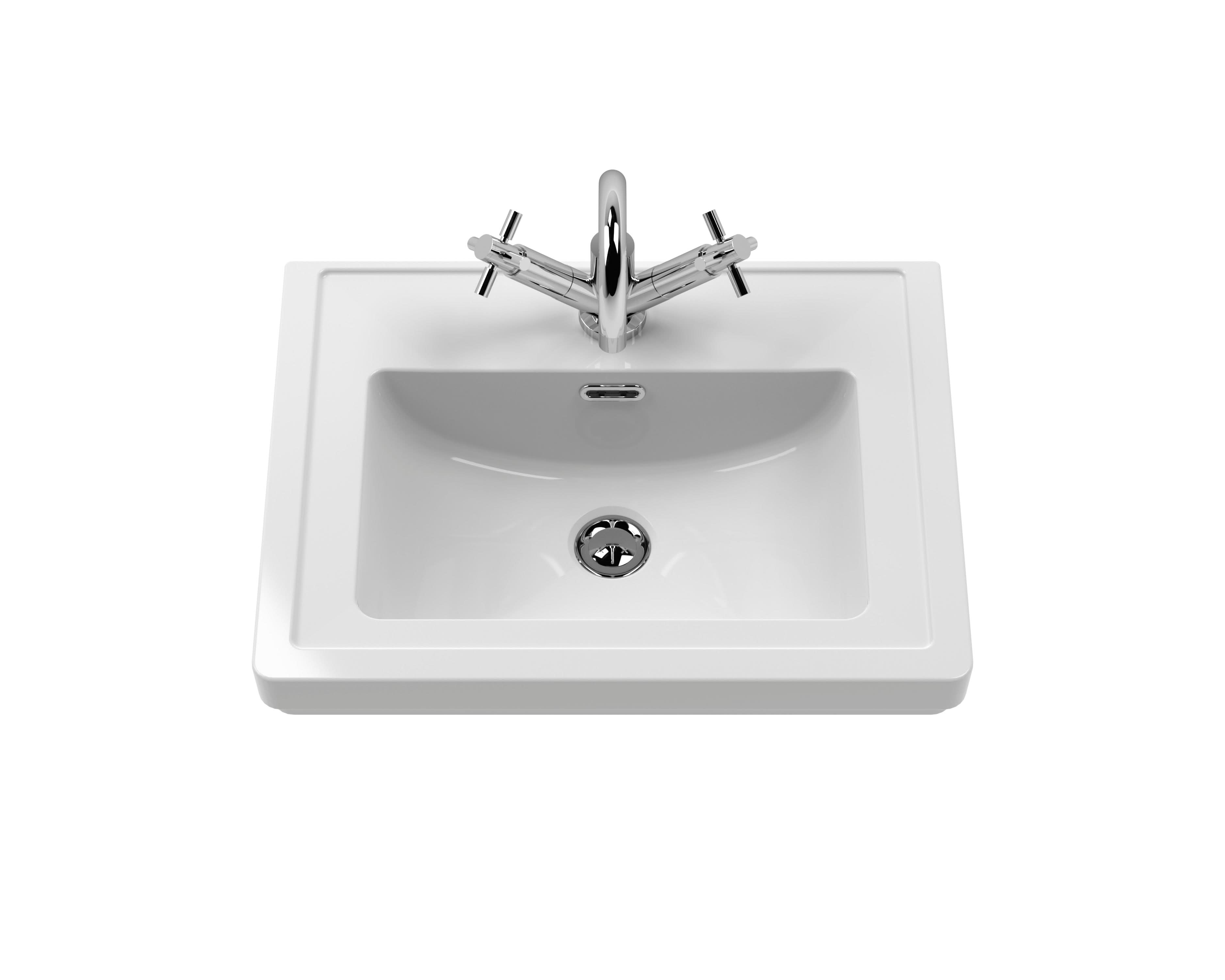 Old London Bexley Floor Standing 1 Drawer Vanity & 1 Tap Hole Fireclay Basin, Stylish Vanity Unit with Basin, Indigo Blue, 500mm
