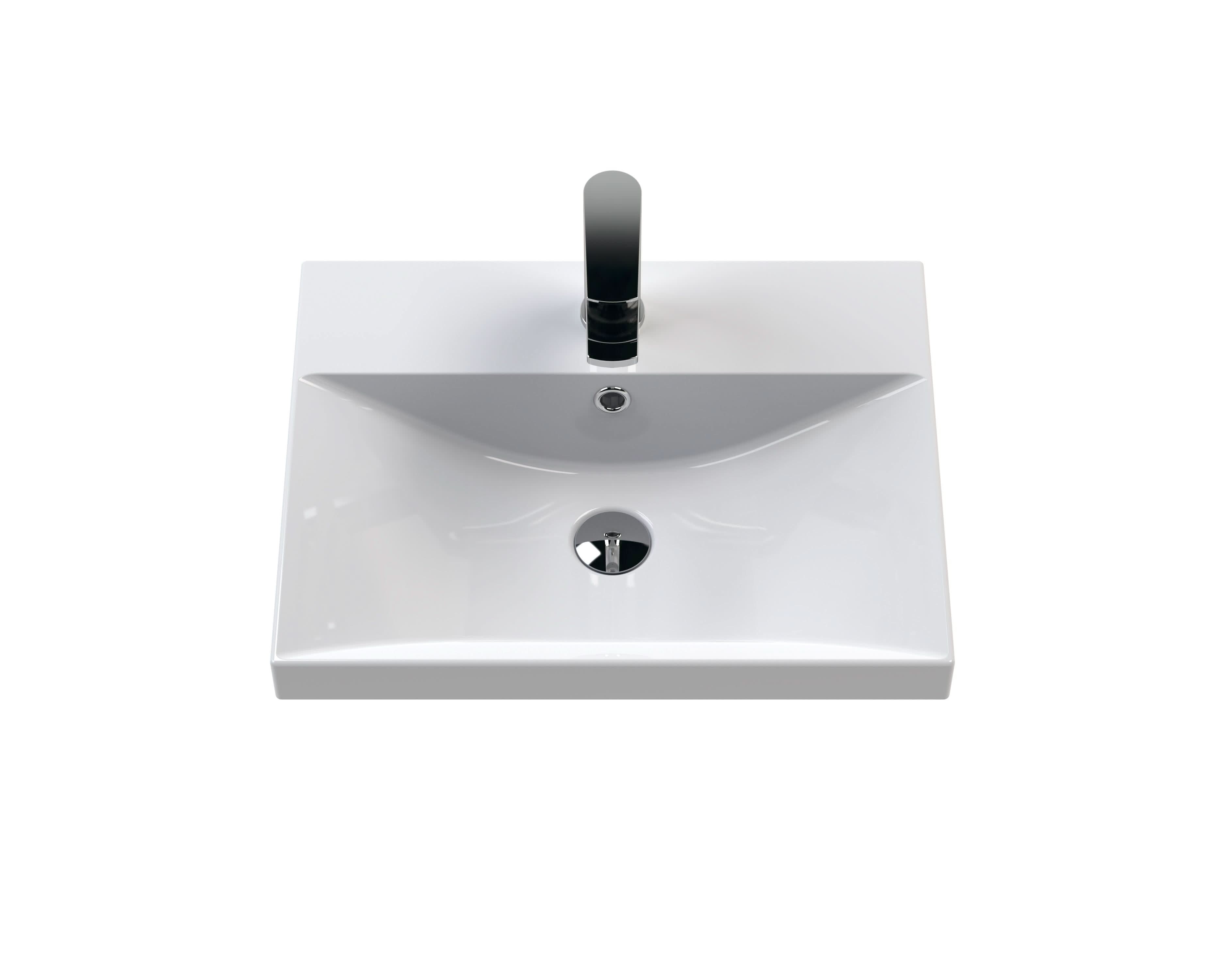 Hudson Reed Fluted Floor Standing 2-Door Vanity and Thin-Edge Basin, Contemporary Sink Vanity Unit, Satin Blue, 500mm