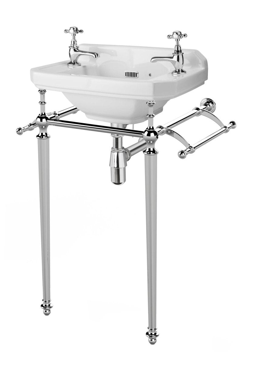 Old London Richmond Chrome Towel Rail, Traditional Bathroom Towel Holder for Basin Stands, Premium Stainless Steel Bathroom Accessory