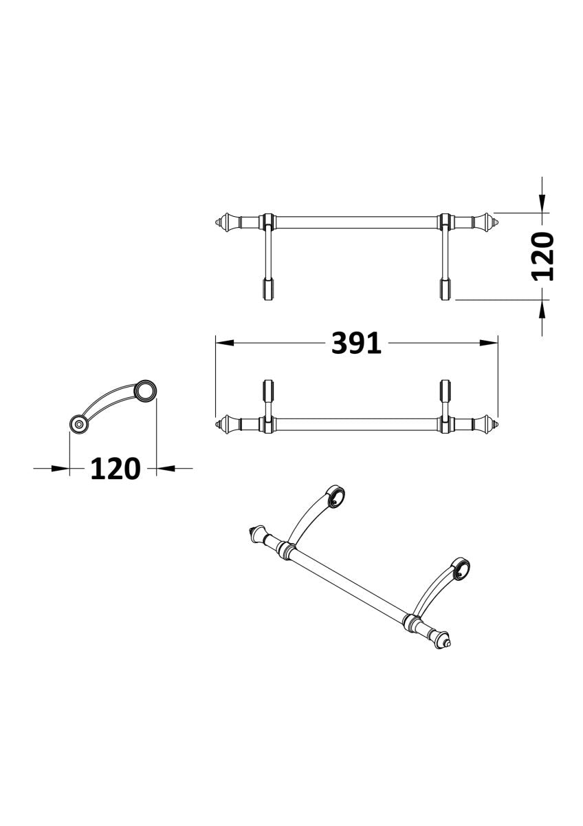 Old London Richmond Chrome Towel Rail, Traditional Bathroom Towel Holder for Basin Stands, Premium Stainless Steel Bathroom Accessory