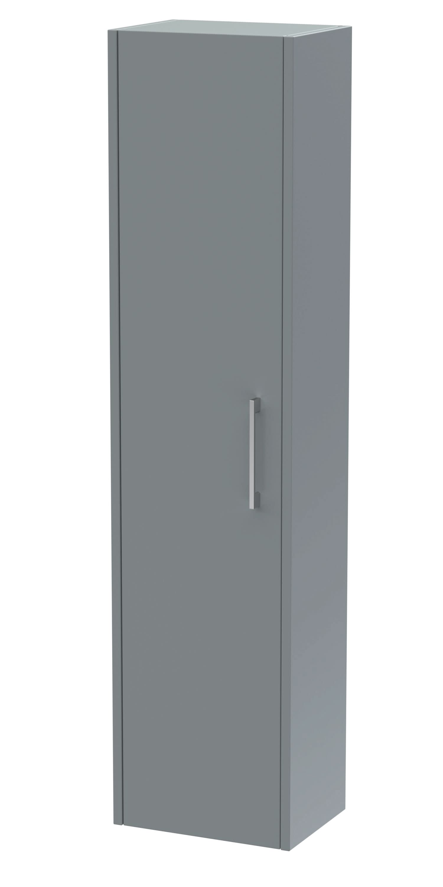 Hudson Reed Juno Wall Mounted Single Door Tall Unit, Modern Bathroom Storage Cabinet with D-Shape Handle in Coastal Grey, 350mm
