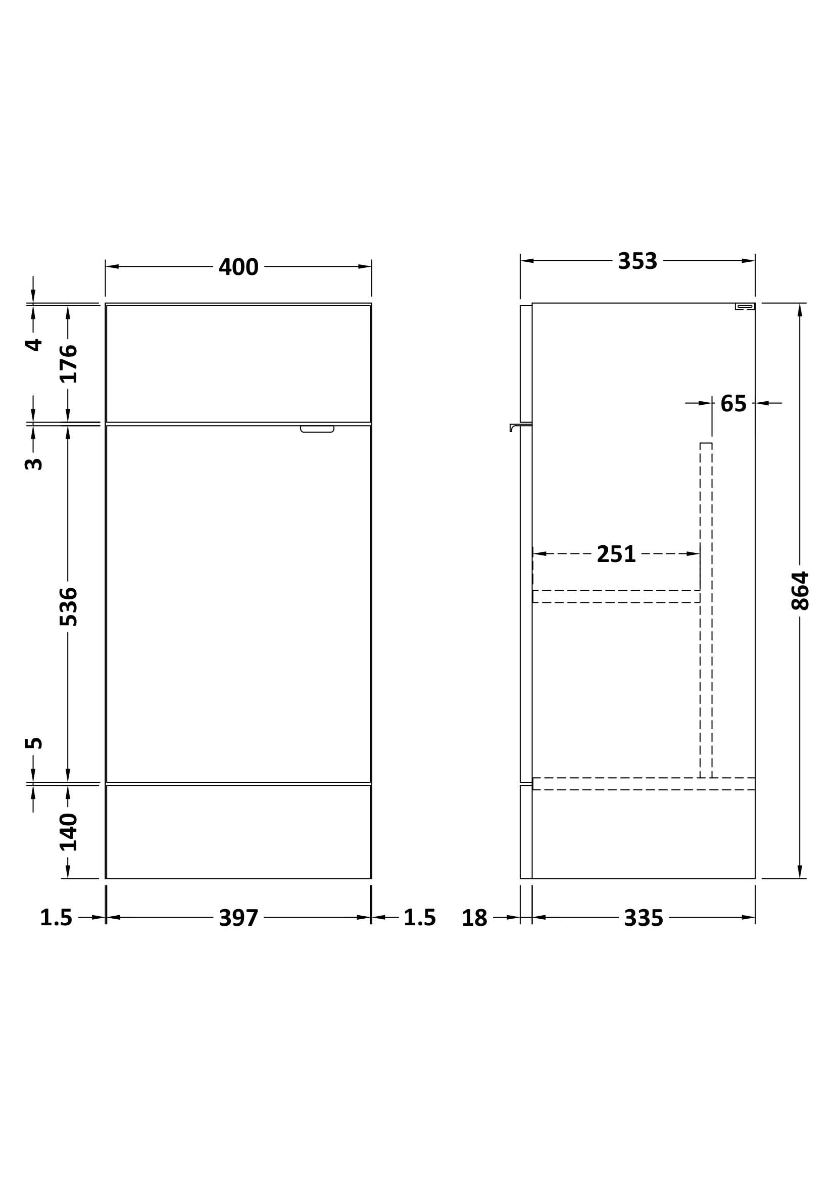 Hudson Reed Fusion Floor Standing Vanity Unit, Modern 1 Soft Close Door Compact Storage Bathroom Sink Unit in Gloss White, 400mm