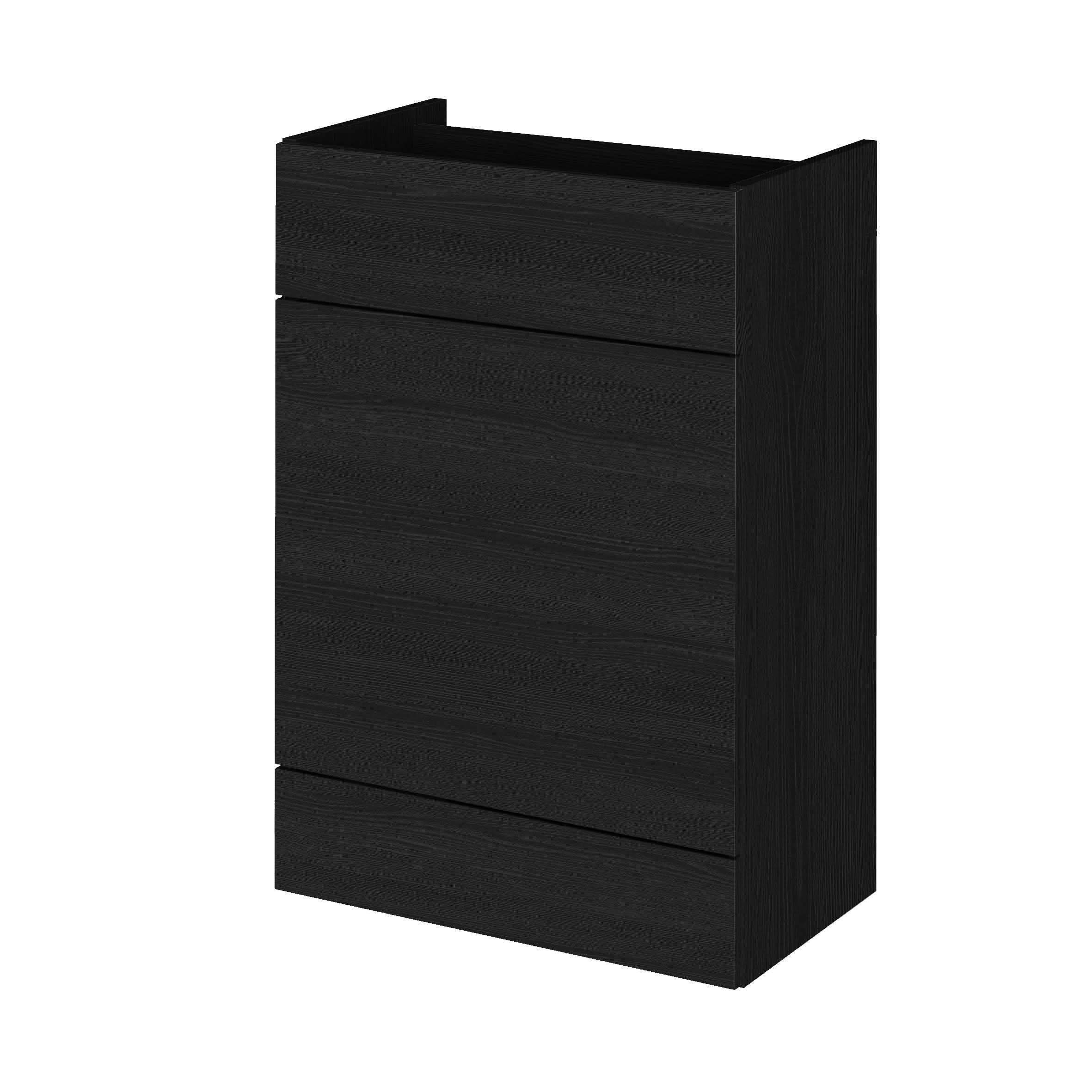 Hudson Reed Fusion Fitted Floor Standing Back to Wall WC Unit, Modern Full Depth Vanity and WC Unit in Charcoal Black, 600mm