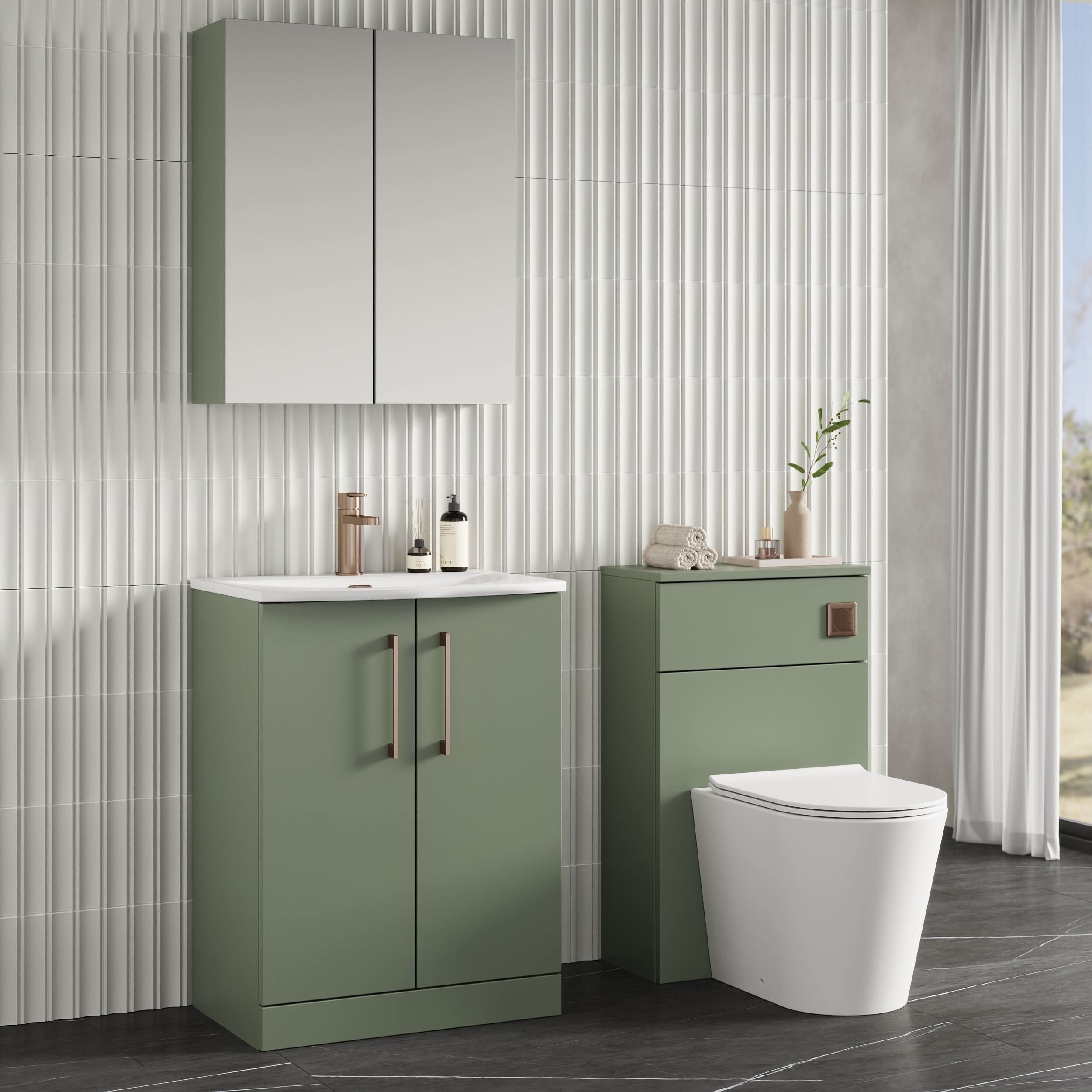Nuie Arno 2 Door Floorstanding Vanity Unit With Basin-4 600mm Wide
